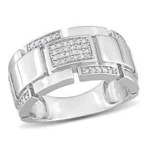 Mimi & Max 1/4ct TW Diamond Men's Ring in Sterling Silver