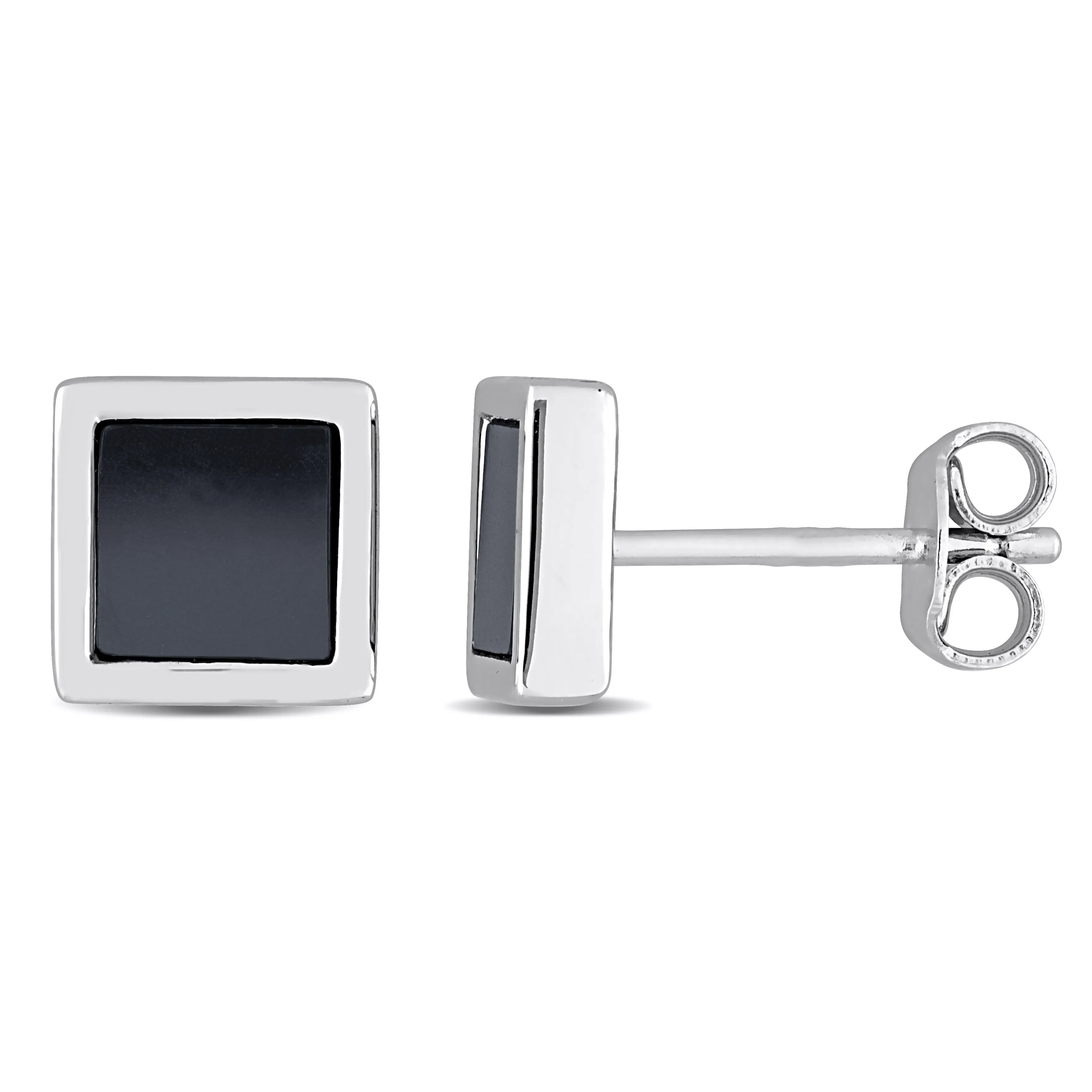 Mimi & Max 1ct TGW Hematite Square Stud Earrings in Sterling Silver