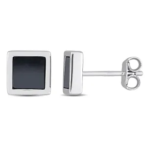 Mimi & Max 1ct TGW Hematite Square Stud Earrings in Sterling Silver