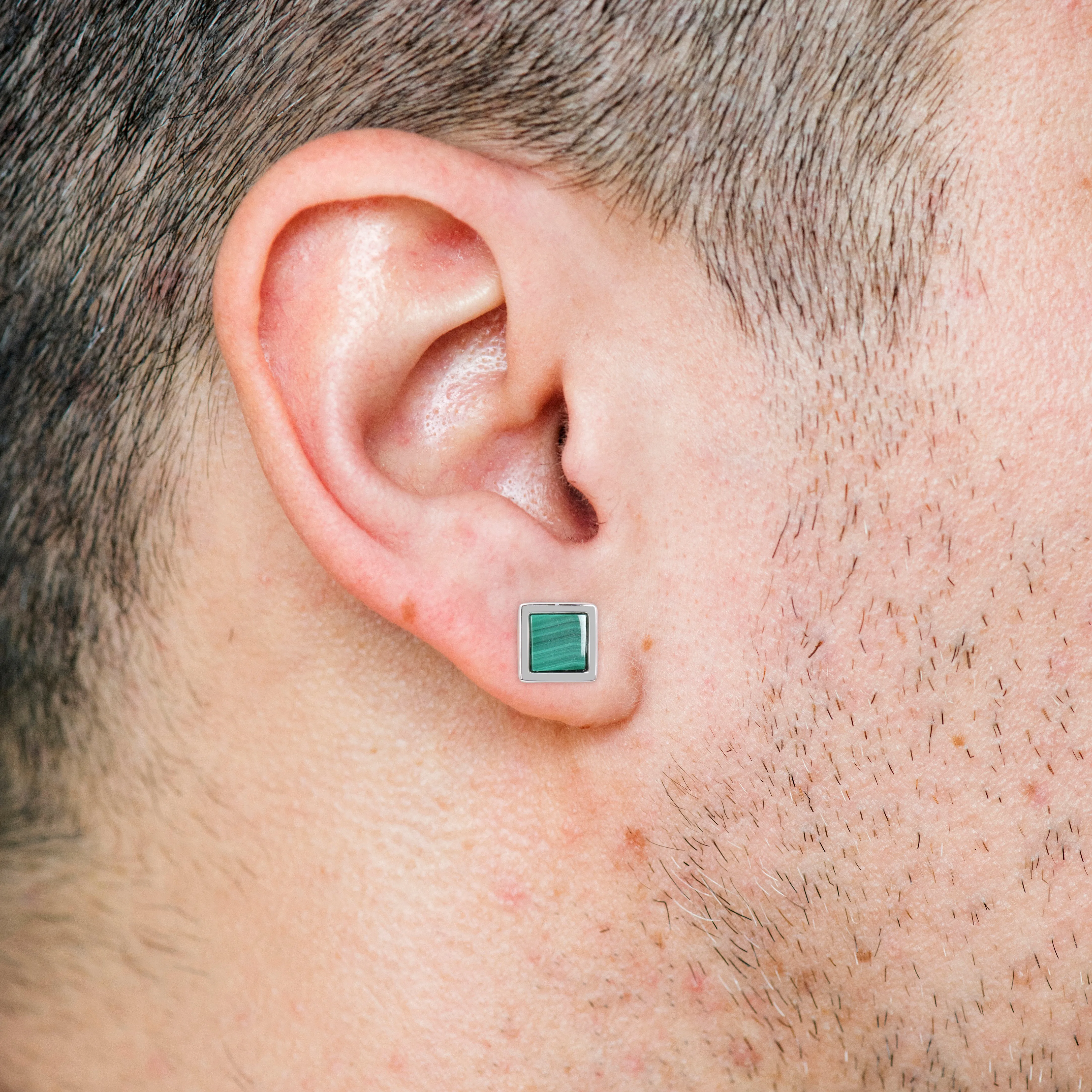 Mimi & Max 1ct TGW Malachite Square Stud Earrings in Sterling Silver