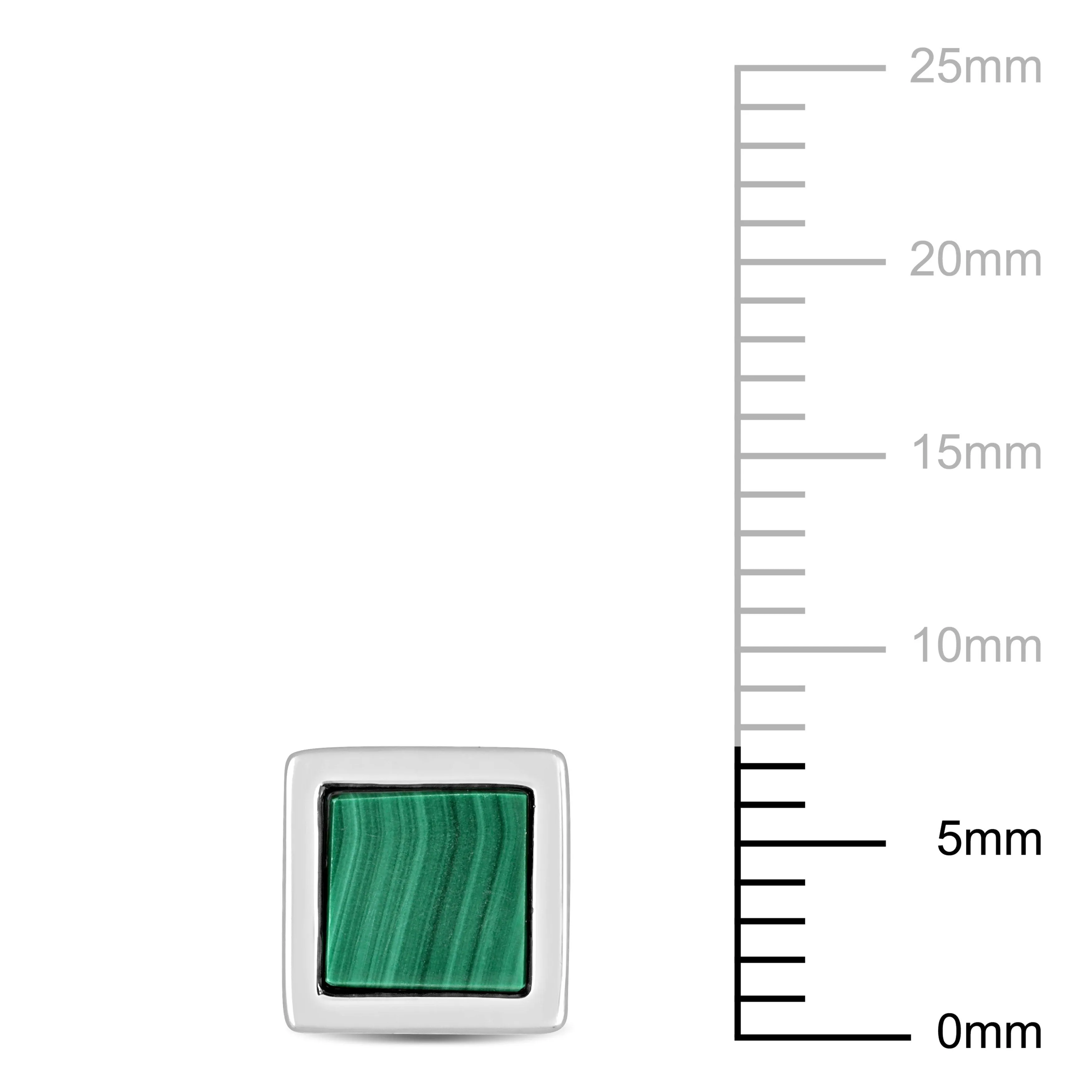 Mimi & Max 1ct TGW Malachite Square Stud Earrings in Sterling Silver