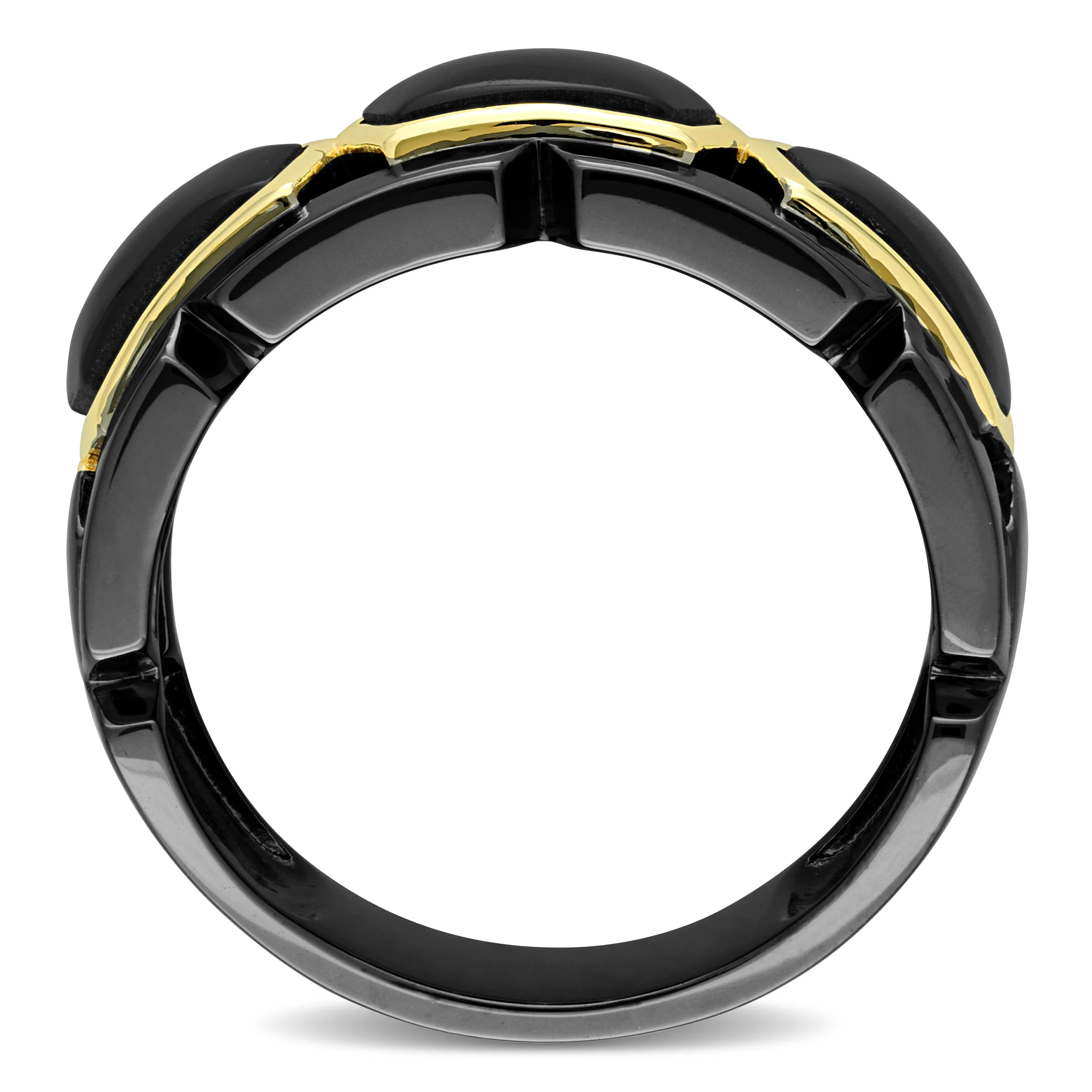 Mimi & Max 2 3/8ct TW Black Onyx Station Men's Ring in 2-Tone Sterling Silver with Yellow Gold Plating