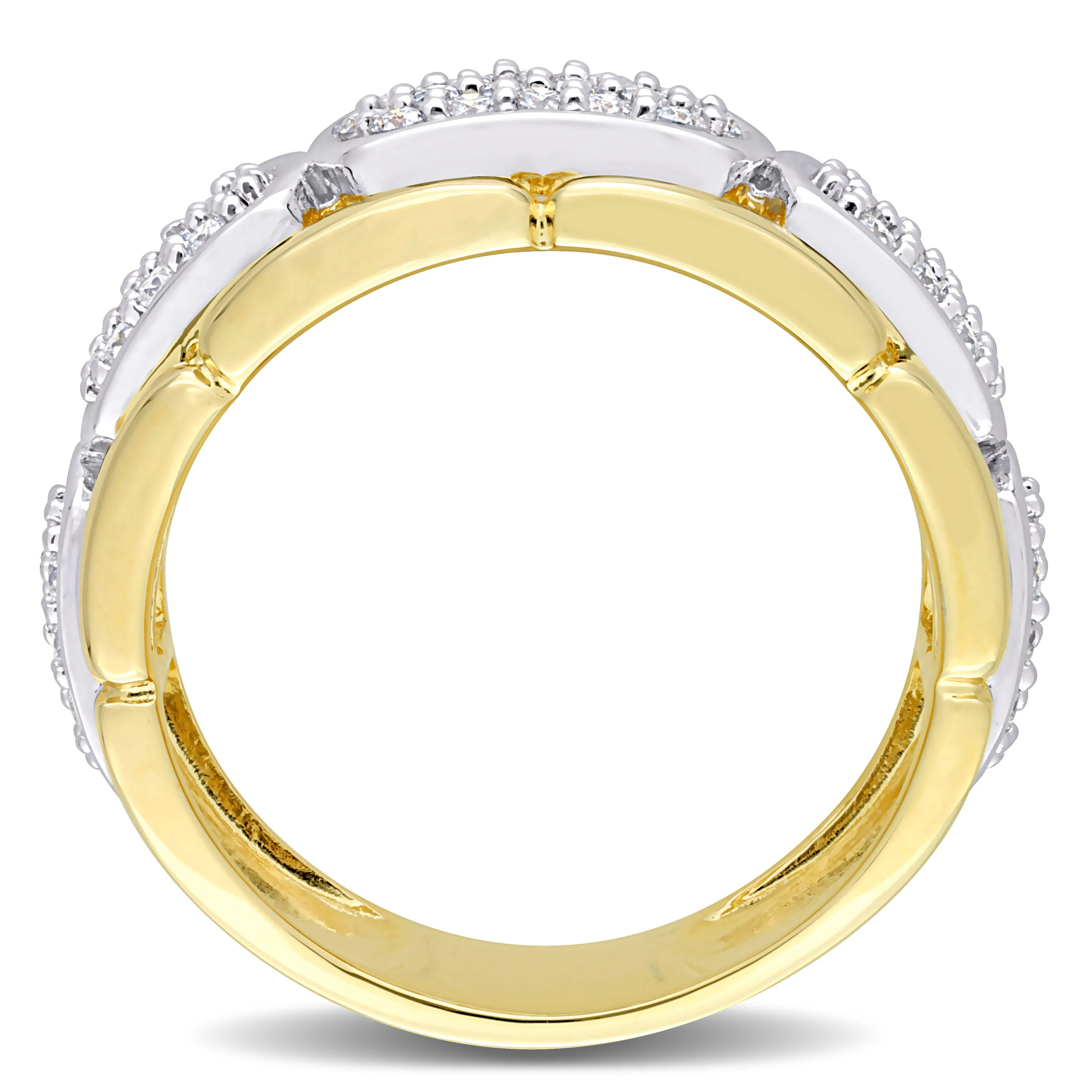 Mimi & Max 4/5ct TW Moissanite Station Men's Ring in 2-Tone Sterling Silver with Yellow Gold Plating