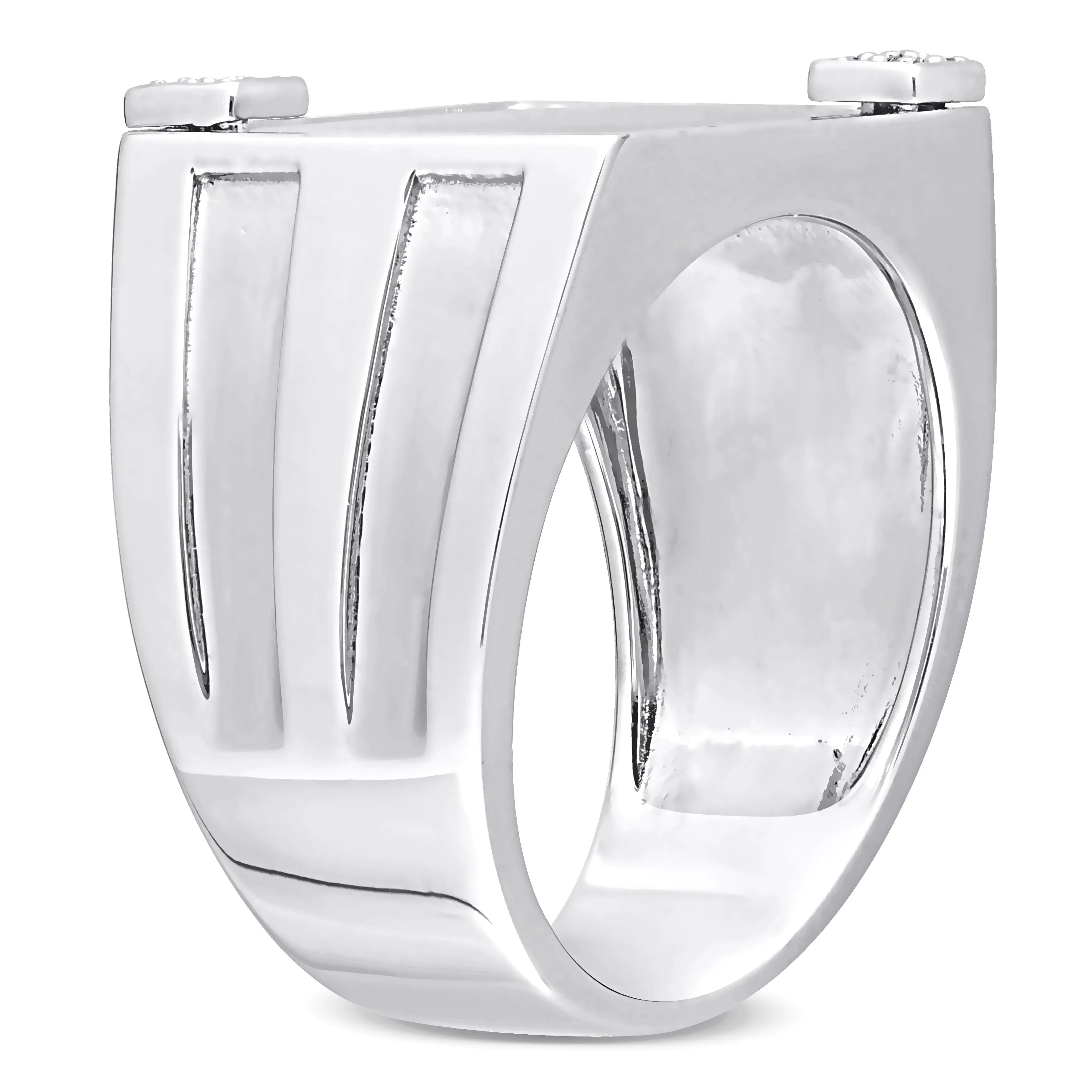 Mimi & Max 5ct TGW Square Black Onyx and Diamond Accent Men's Ring in Sterling Silver