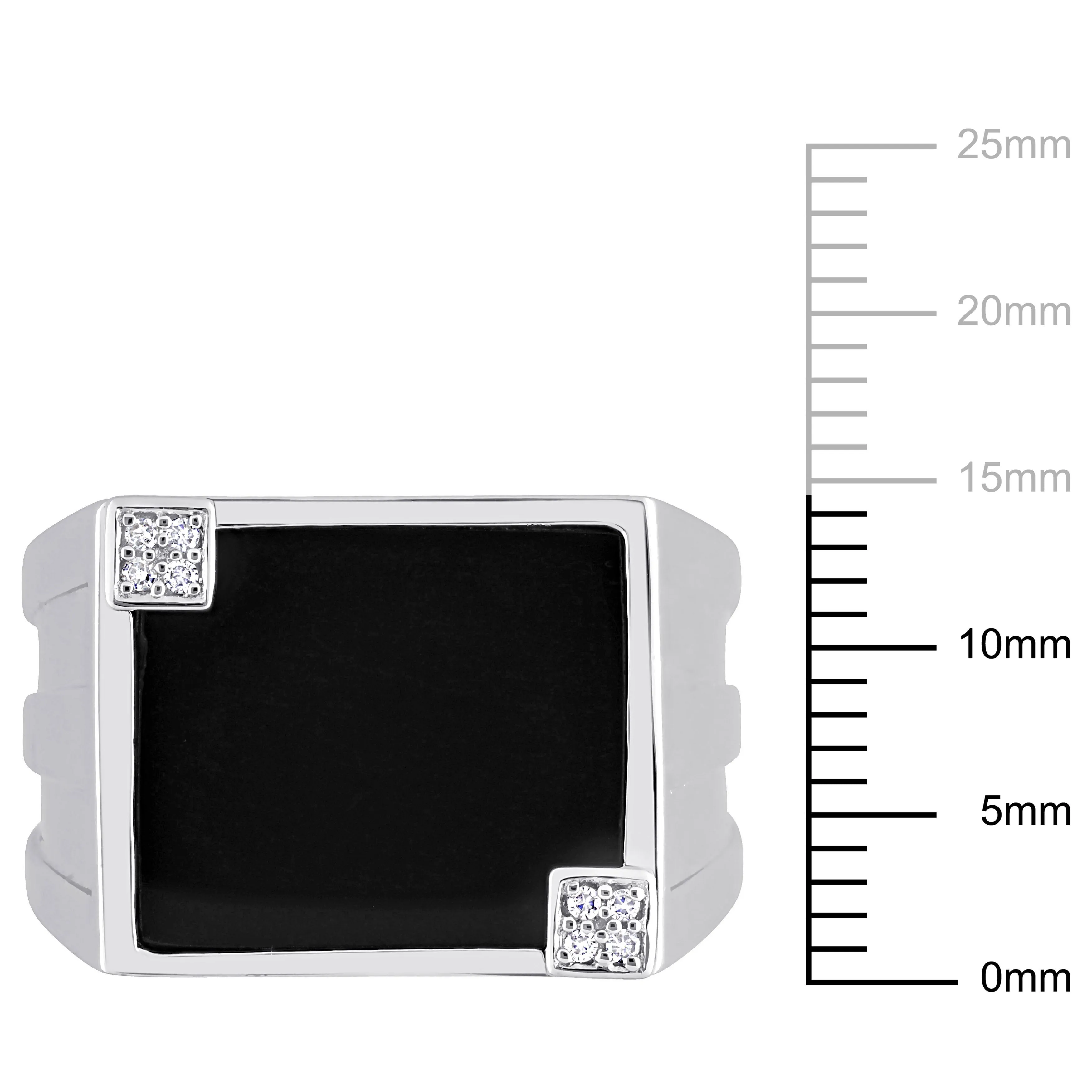 Mimi & Max 5ct TGW Square Black Onyx and Diamond Accent Men's Ring in Sterling Silver