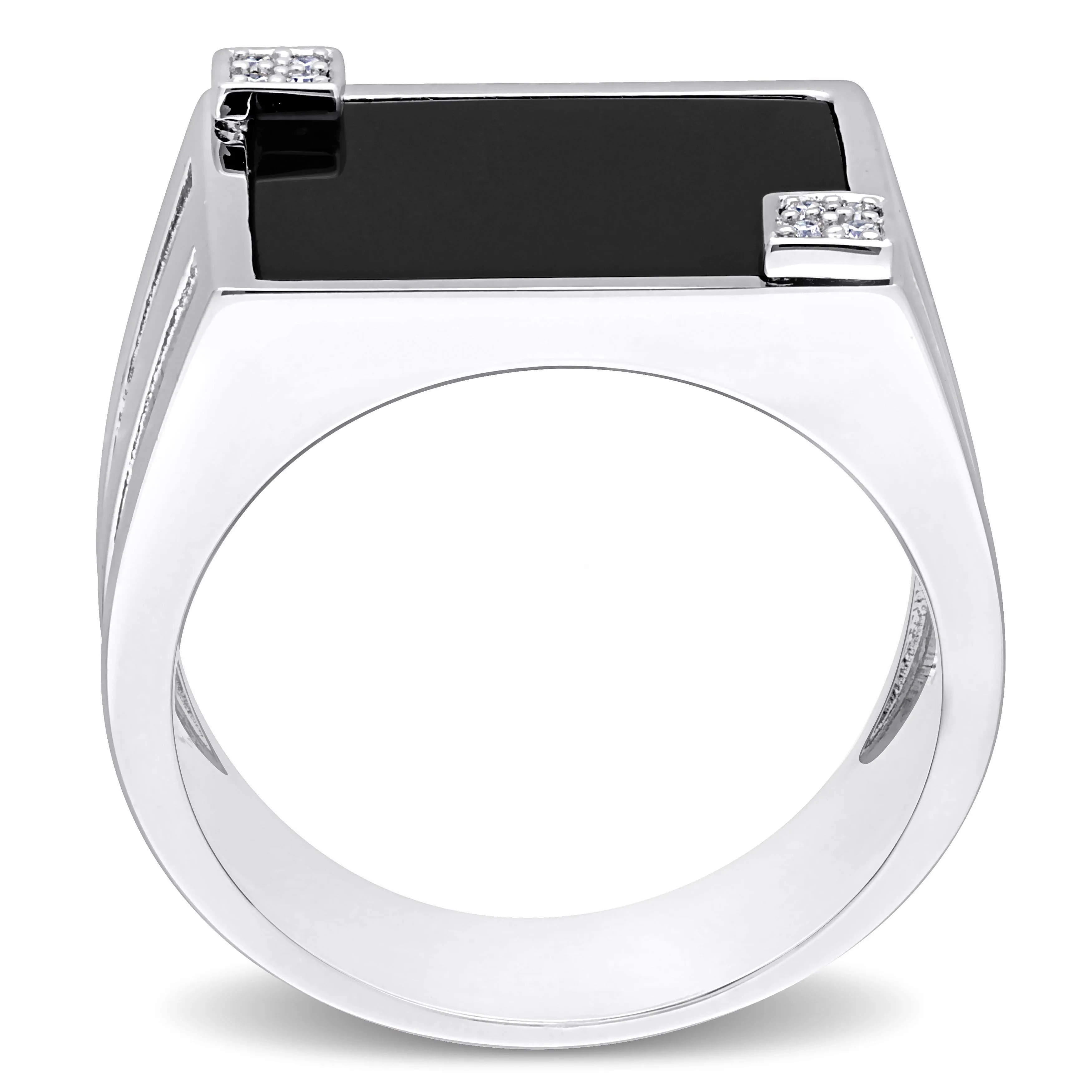 Mimi & Max 5ct TGW Square Black Onyx and Diamond Accent Men's Ring in Sterling Silver