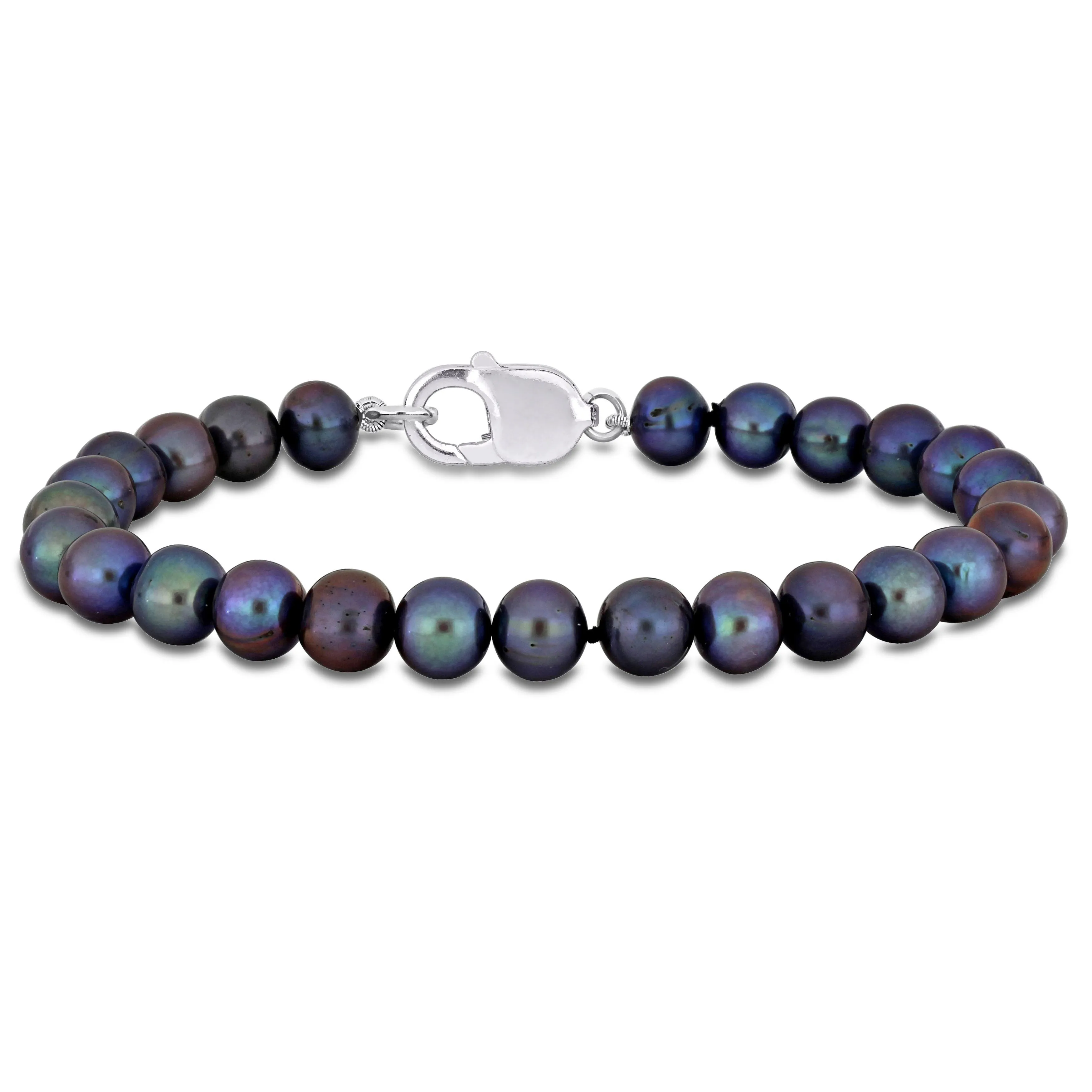 Mimi & Max 8-8.5mm Men's Black Freshwater Cultured Pearl String Bracelet with Sterling Silver Lobster Clasp - 9 in.