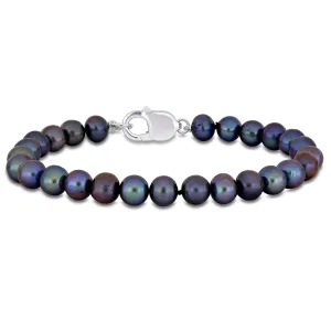 Mimi & Max 8-8.5mm Men's Black Freshwater Cultured Pearl String Bracelet with Sterling Silver Lobster Clasp - 9 in.