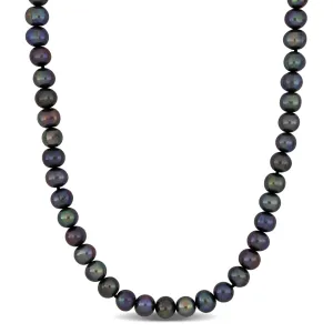 Mimi & Max 8-8.5mm Off-Round Black Freshwater Cultured Men's Pearl Necklace with Large Sterling Silver Lobster Clasp - 20 in.