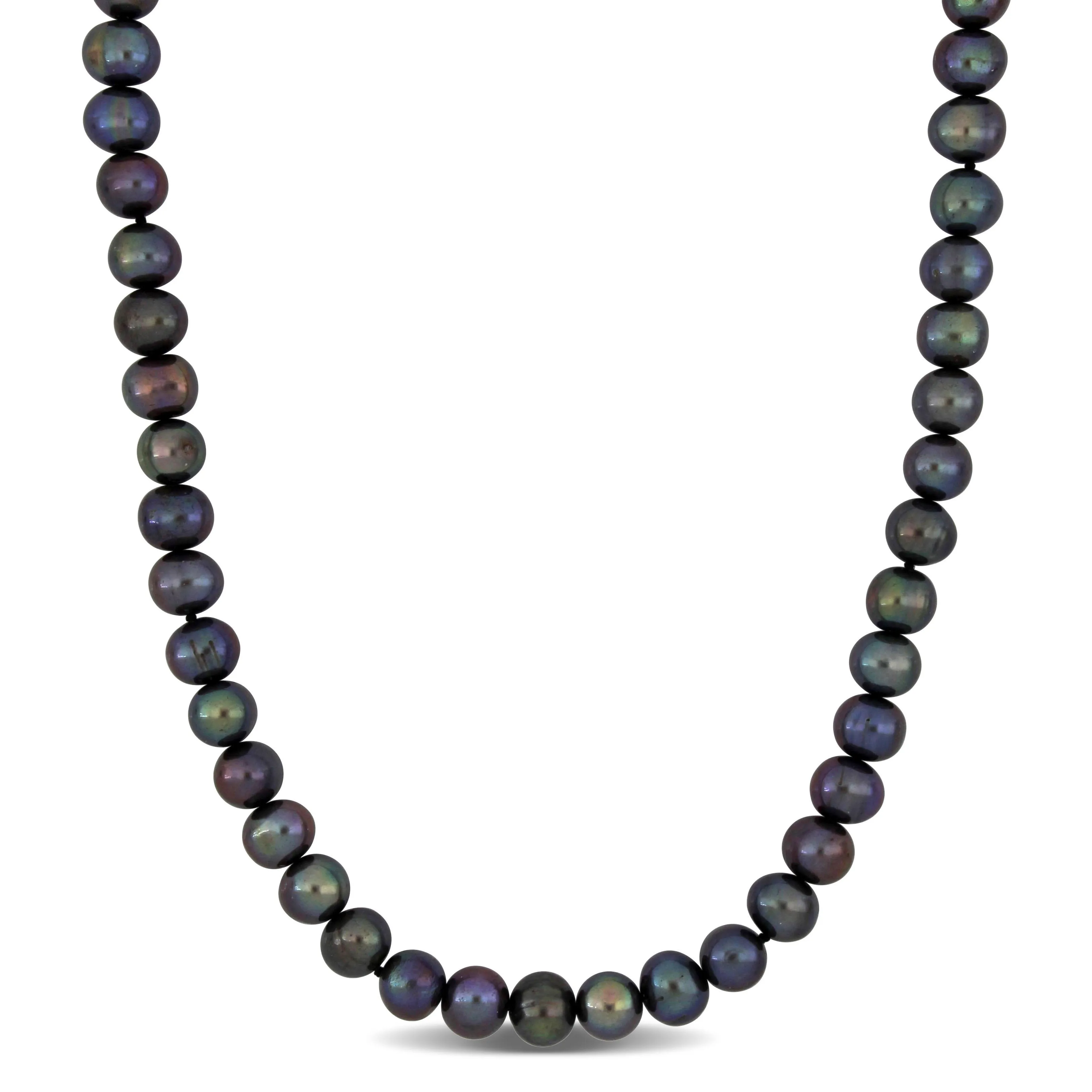 Mimi & Max 8-8.5mm Off-Round Black Freshwater Cultured Men's Pearl Necklace with Large Sterling Silver Lobster Clasp - 20 in.