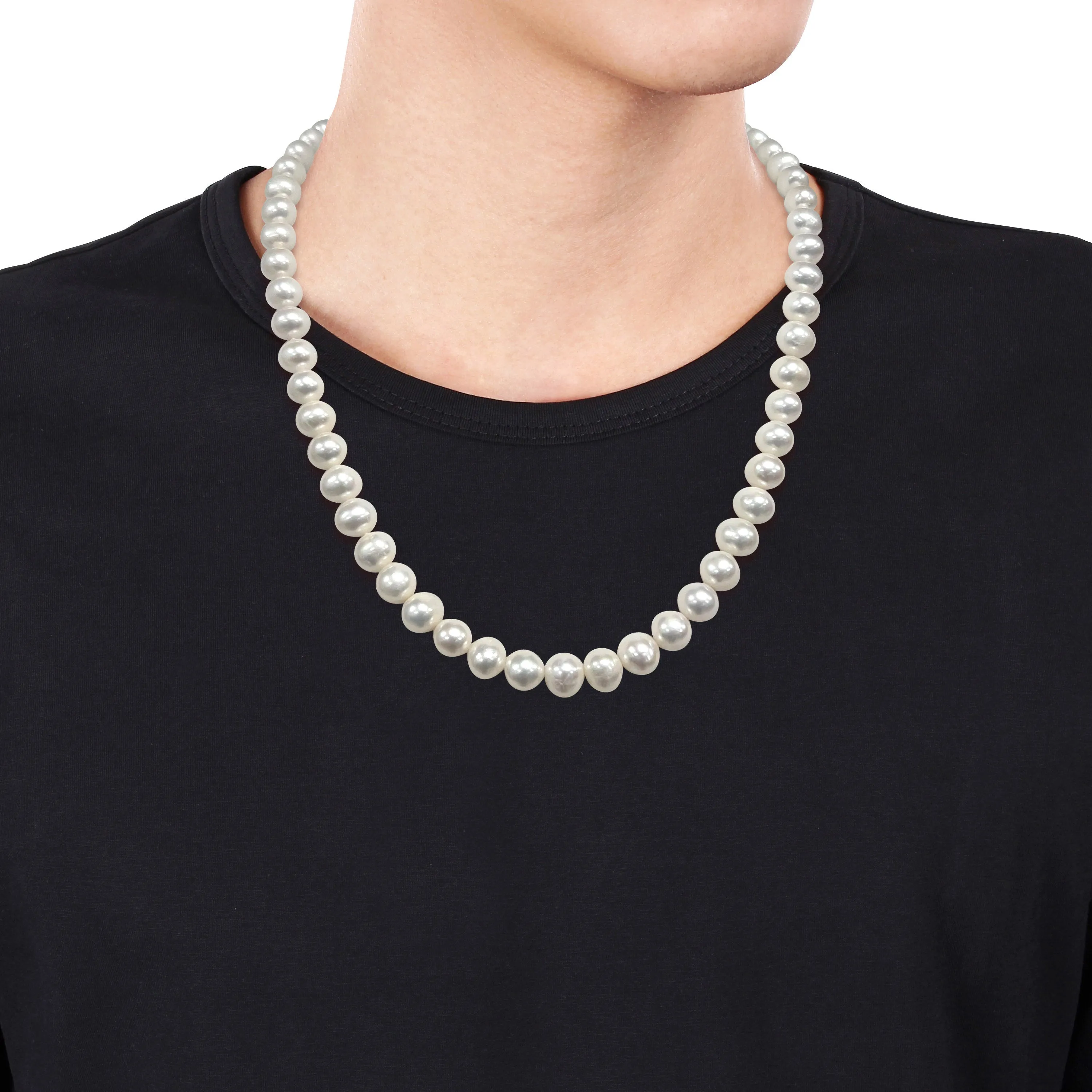 Mimi & Max 9-9.5mm Off-Round Freshwater Cultured Men's Pearl Necklace with Large Sterling Silver Lobster Clasp - 20 in.