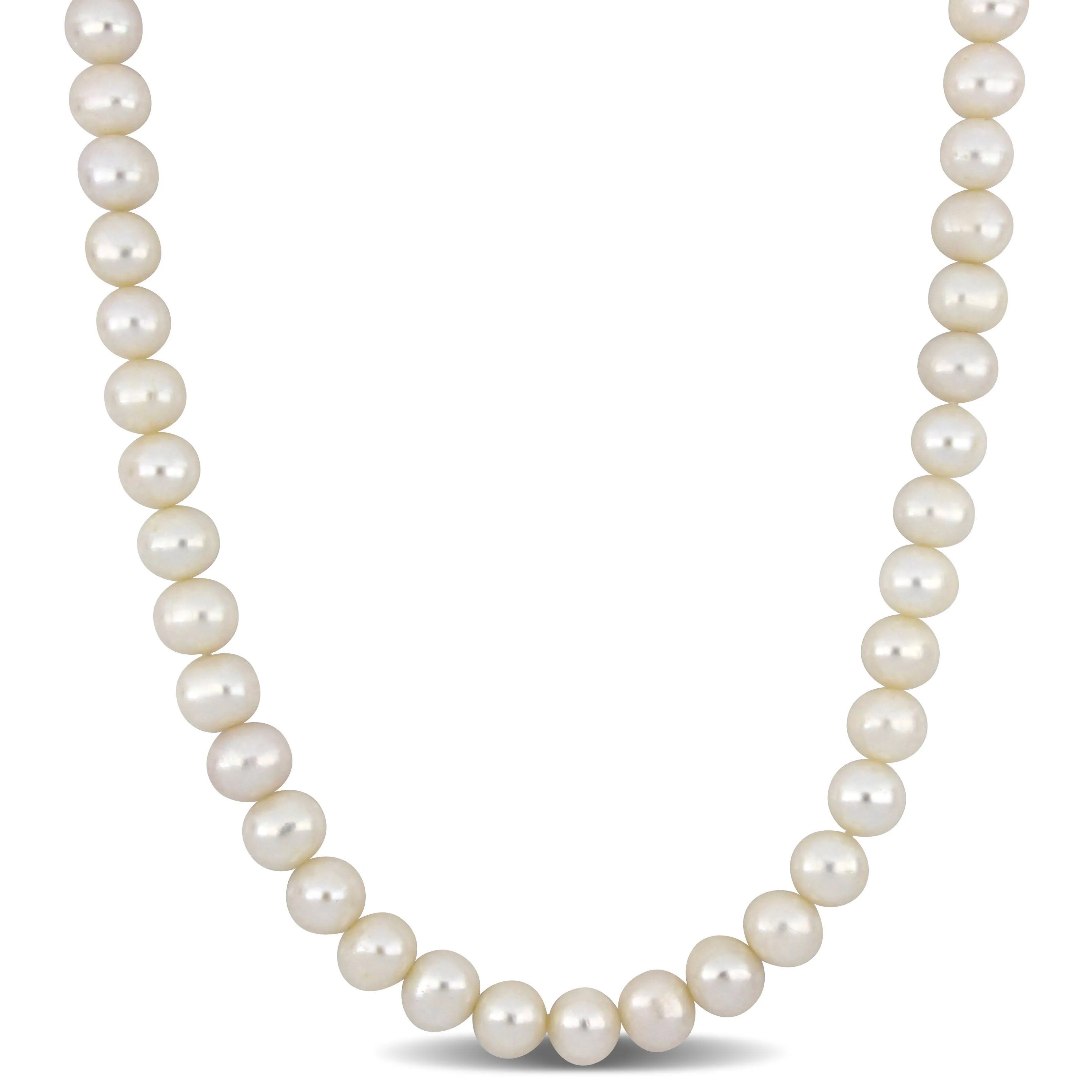 Mimi & Max 9-9.5mm Off-Round Freshwater Cultured Men's Pearl Necklace with Large Sterling Silver Lobster Clasp - 20 in.