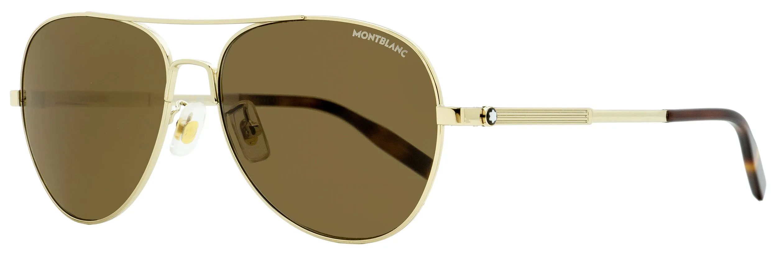 Montblanc Men's Pilot Sunglasses MB0027S 008 Gold/Havana 60mm