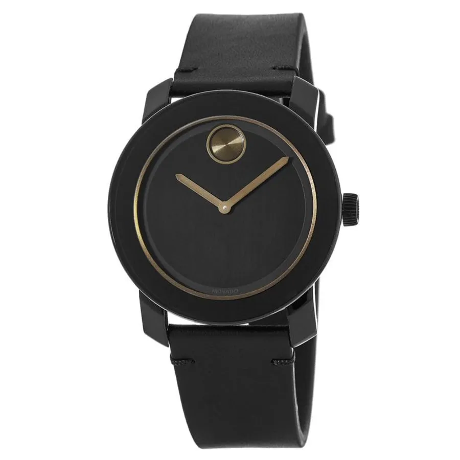 Movado Bold 42mm Black Leather Strap Men's Watch 3600297