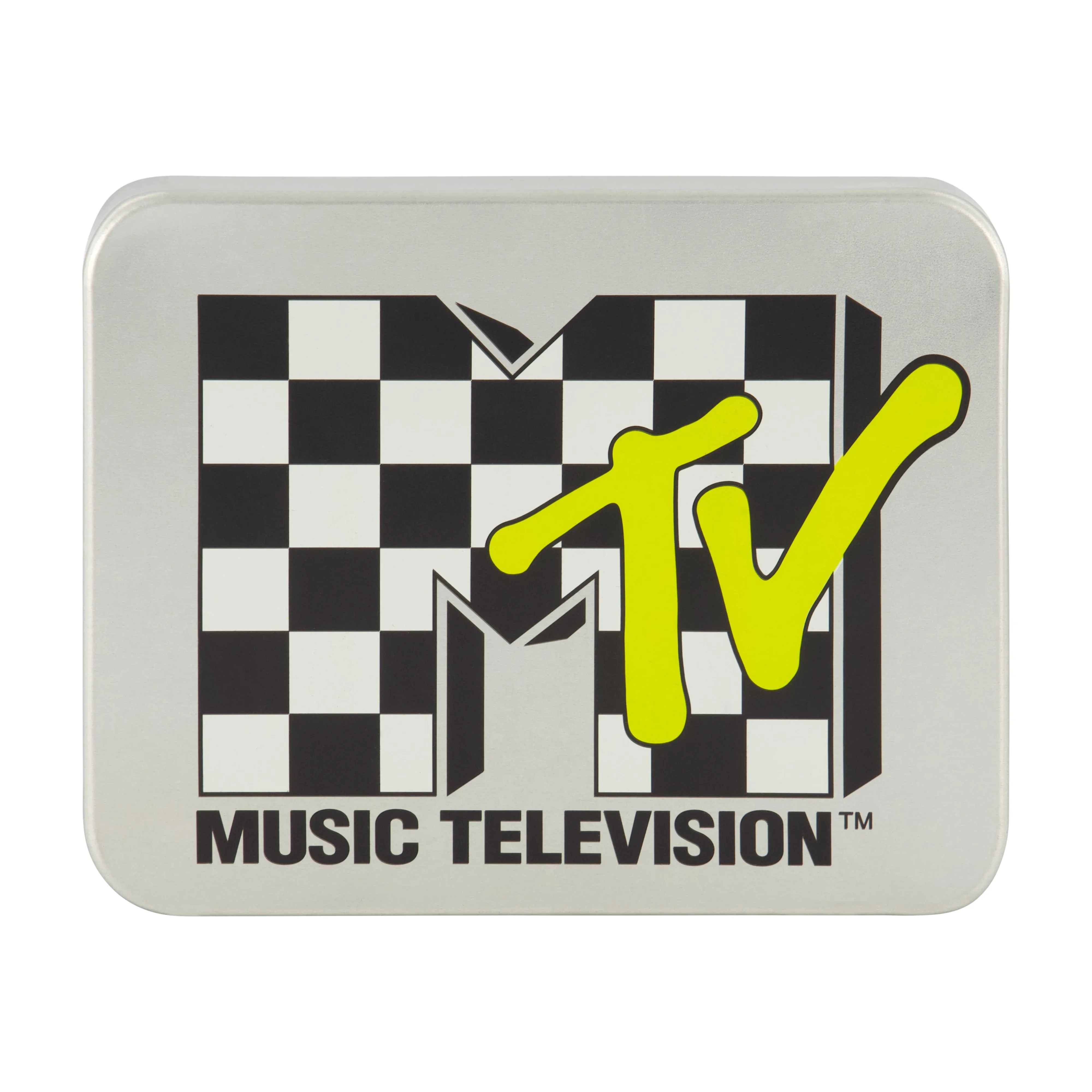 MTV LOGO WITH CHECKERBOARD PATTERN Bifold Wallet, Slim Wallet with Decorative Tin for Men and Women