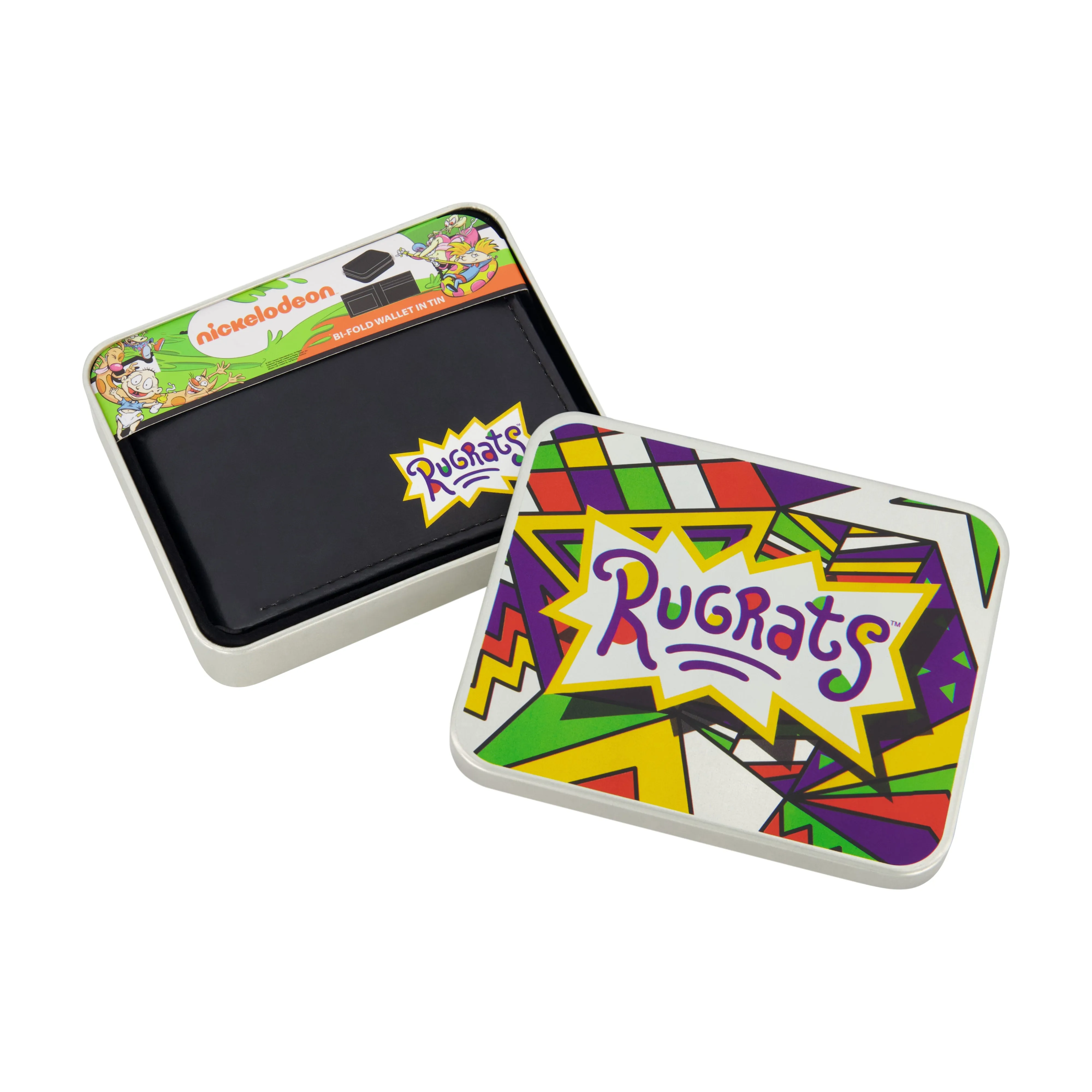 Nickelodeon RUGRATS LOGO Bifold Wallet, Slim Wallet with Decorative Tin for Men and Women