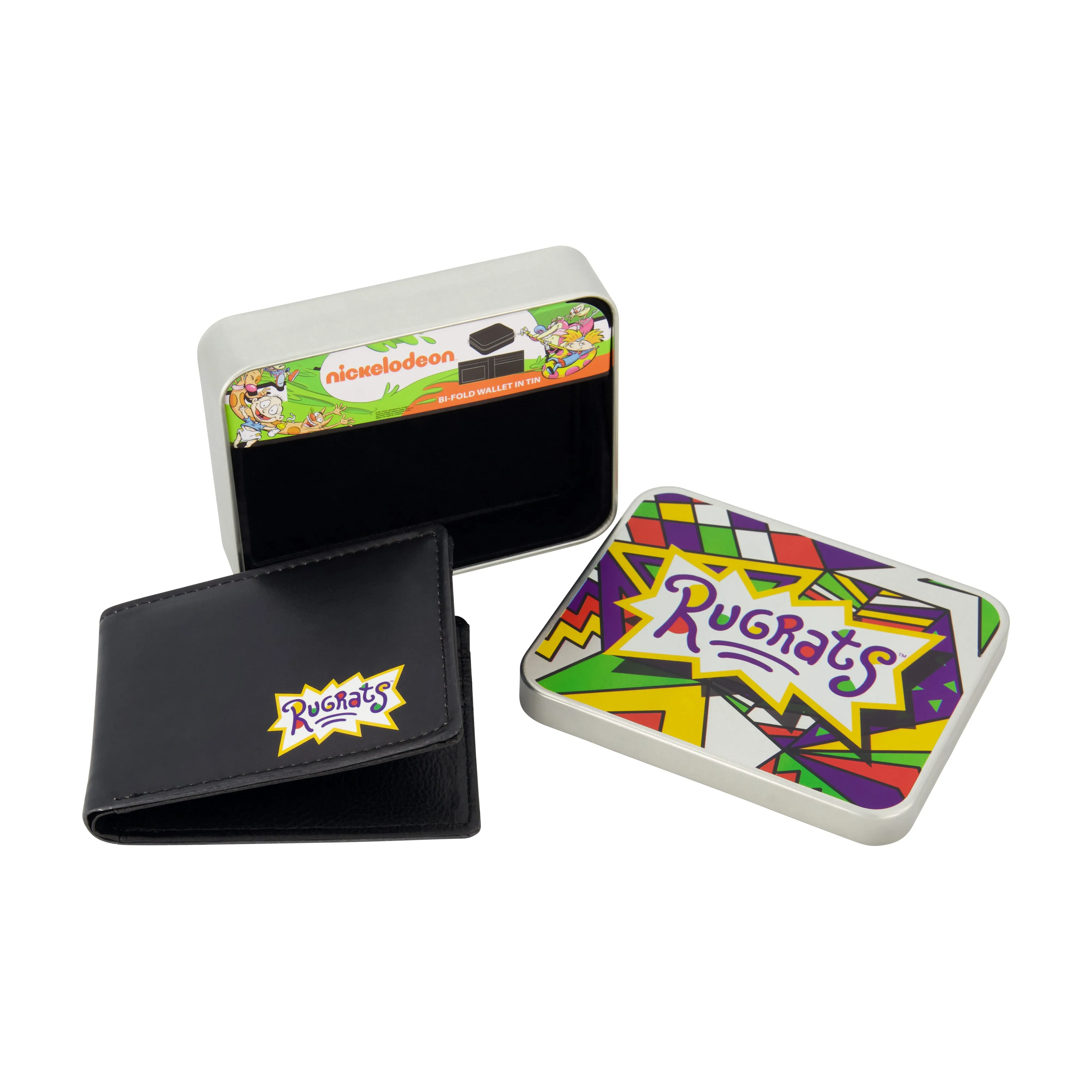 Nickelodeon RUGRATS LOGO Bifold Wallet, Slim Wallet with Decorative Tin for Men and Women