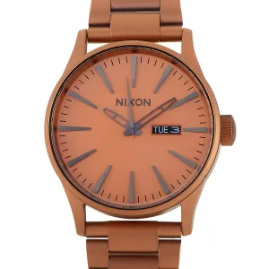 Nixon Sentry SS 42 mm All Matte Copper Stainless Steel Watch A356 3165