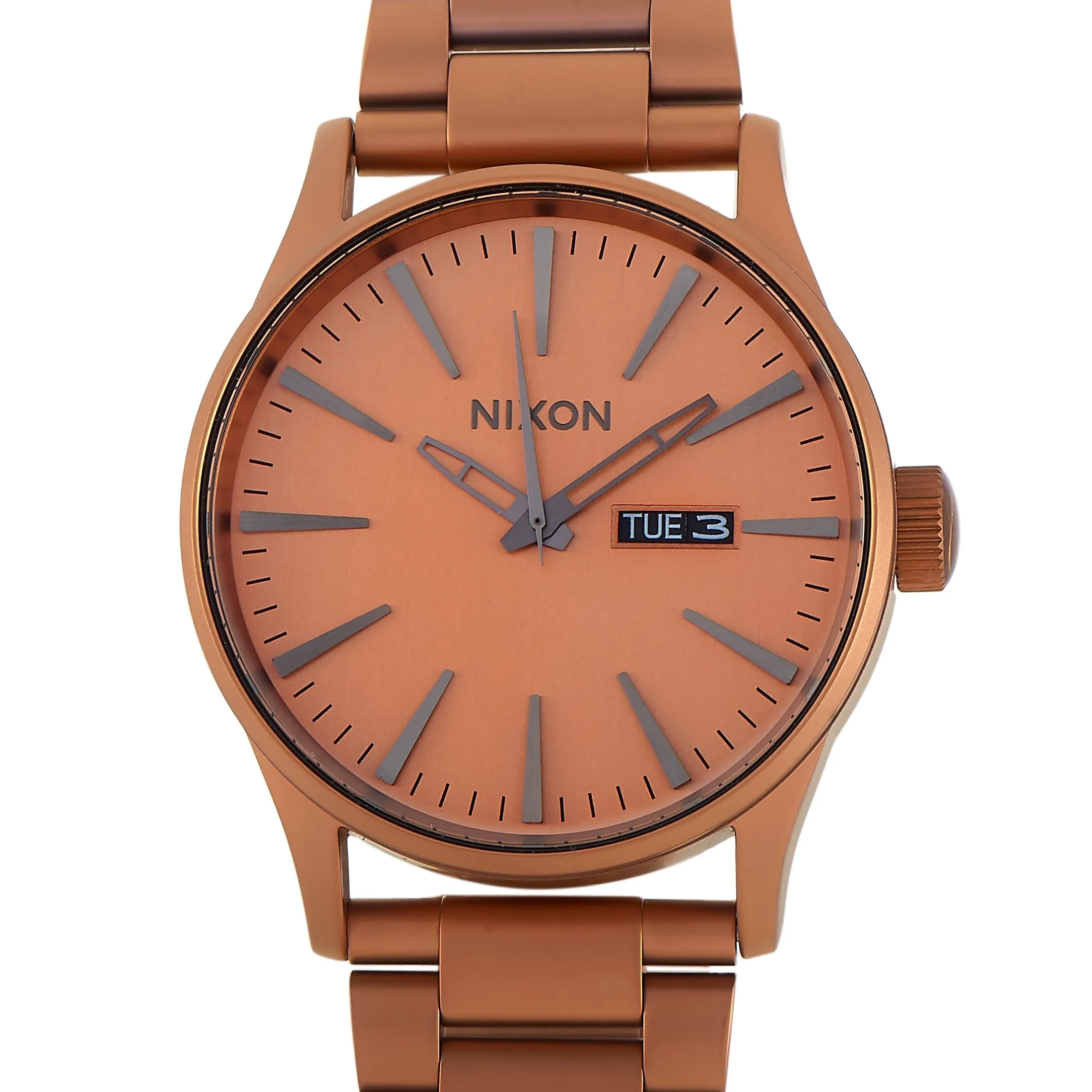 Nixon Sentry SS 42 mm All Matte Copper Stainless Steel Watch A356 3165