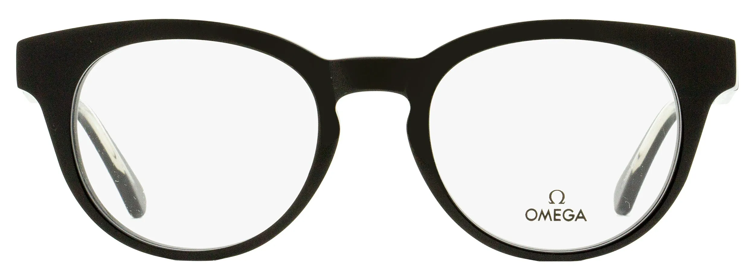 Omega Men's Pantos Eyeglasses OM5003H 001 Black/Crystal 52mm