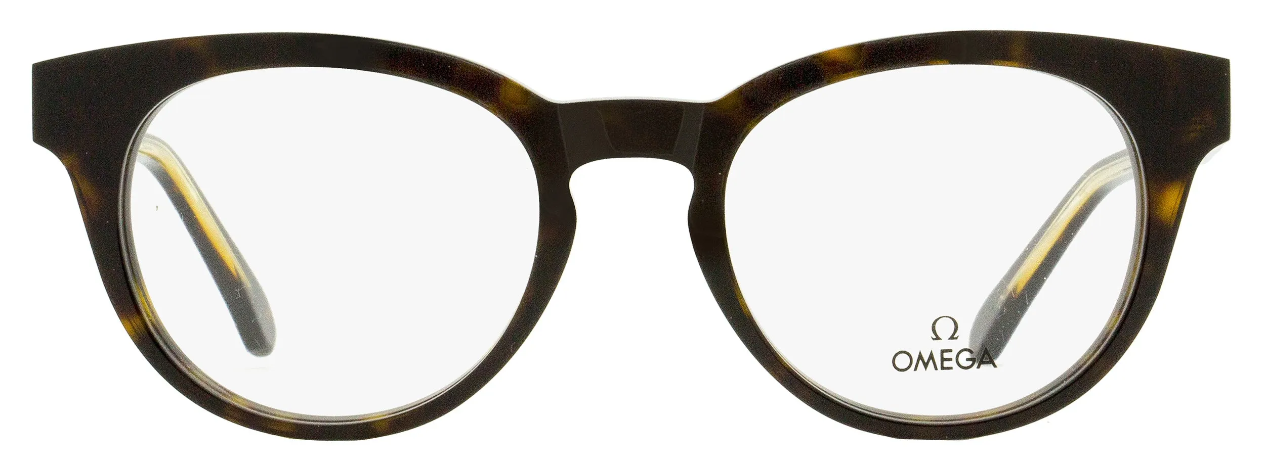 Omega Men's Pantos Eyeglasses OM5003H 052 Dark Havana/Crystal 52mm