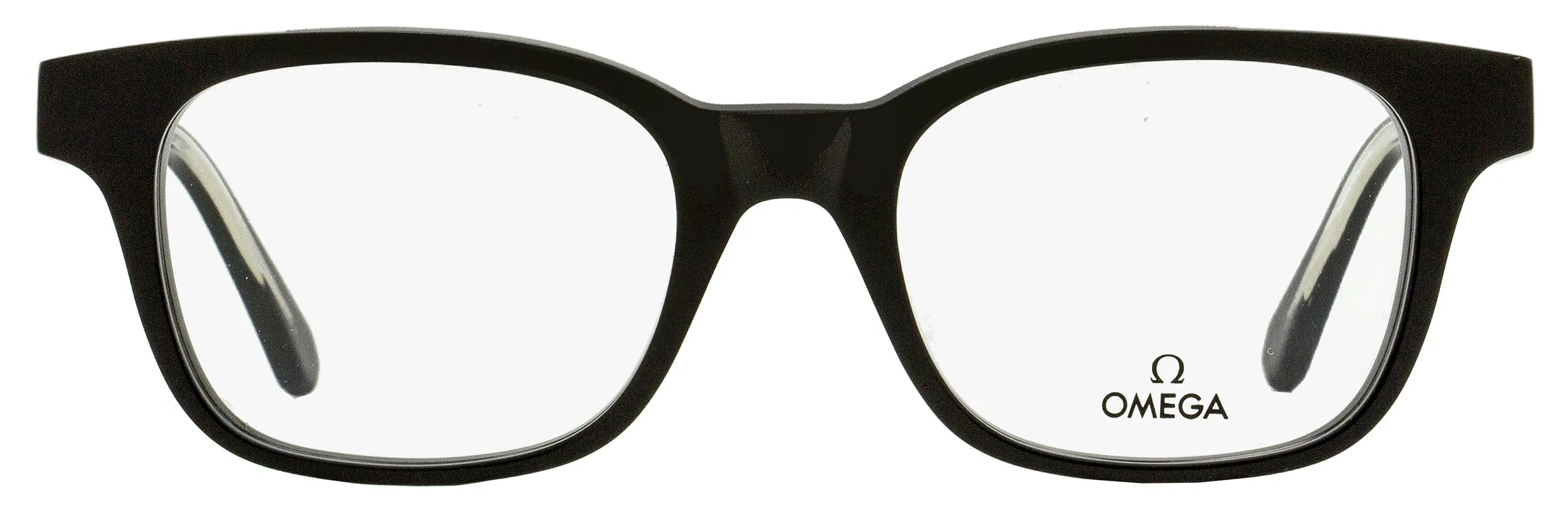 Omega Men's Rectangular Eyeglasses OM5004H 001 Black/Crystal 52mm