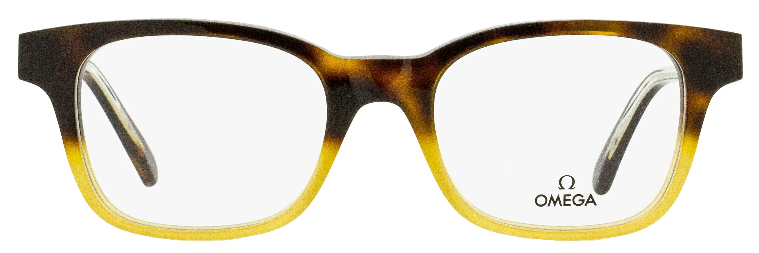 Omega Men's Rectangular Eyeglasses OM5004H 056 Havana-Honey/Crystal 52mm