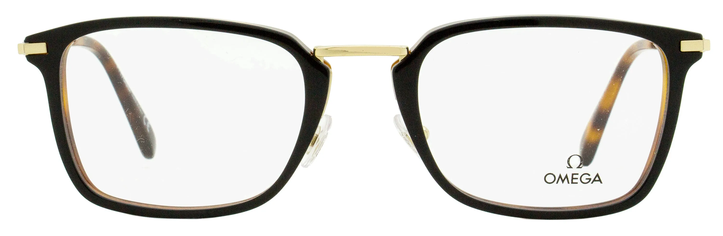 Omega Men's Rectangular Eyeglasses OM5025 005 Black/Havana 53mm