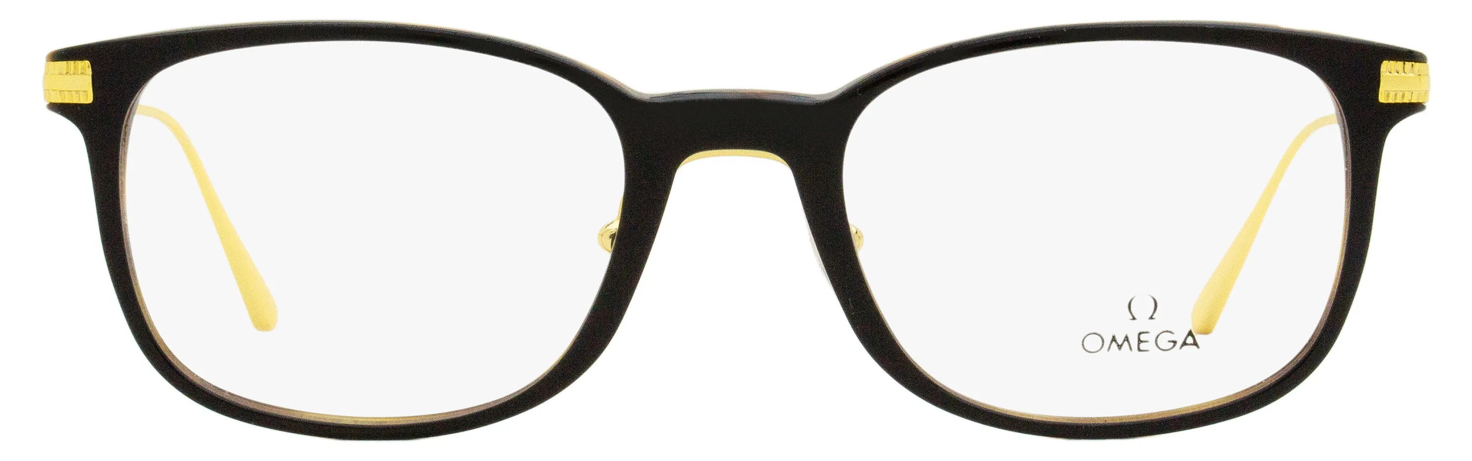 Omega Men's Rectangular Eyeglasses OM5039 005 Black/Havana/Gold 53mm
