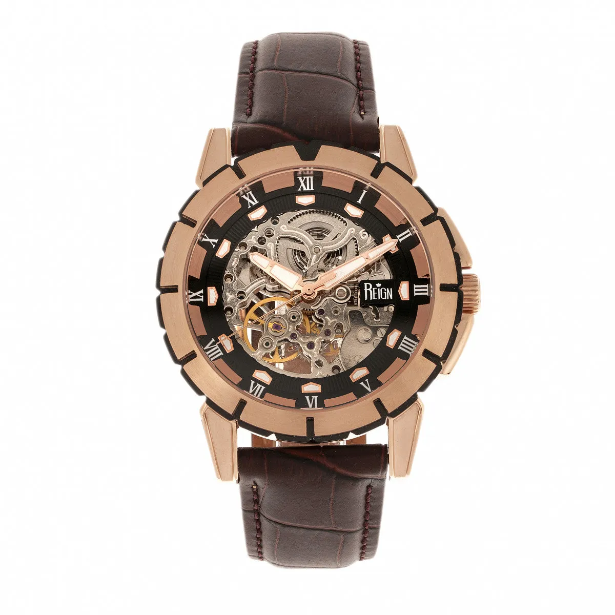 Philippe Automatic Skeleton Leather-Band Watch