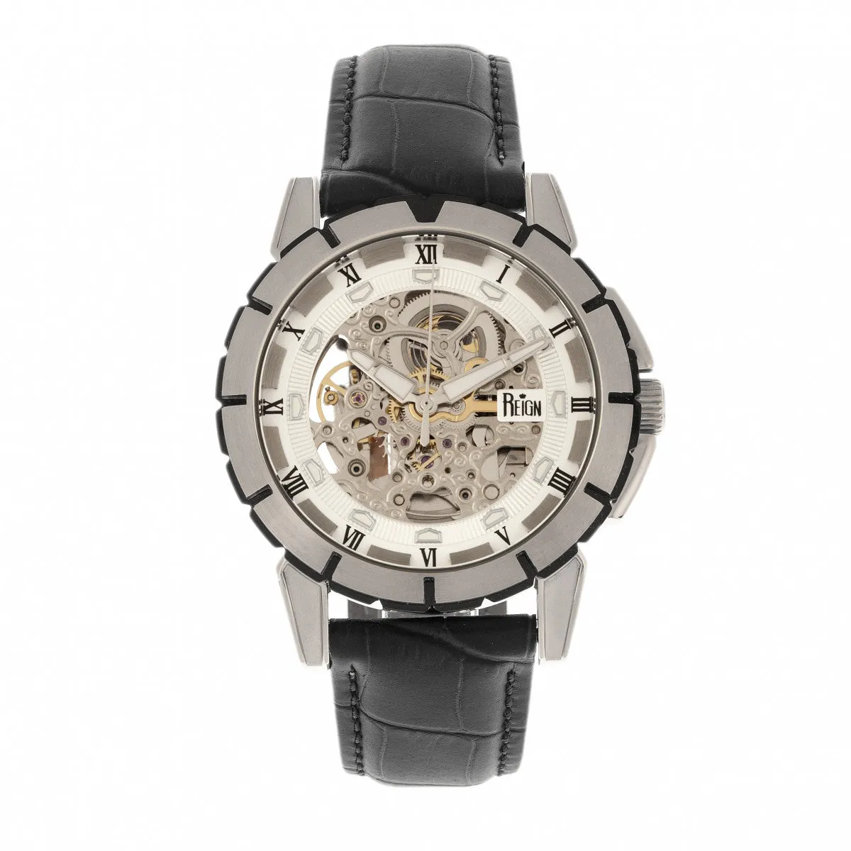 Philippe Automatic Skeleton Leather-Band Watch