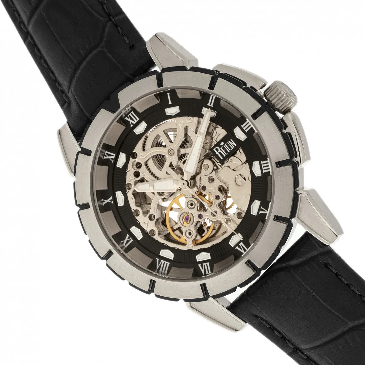 Philippe Automatic Skeleton Leather-Band Watch