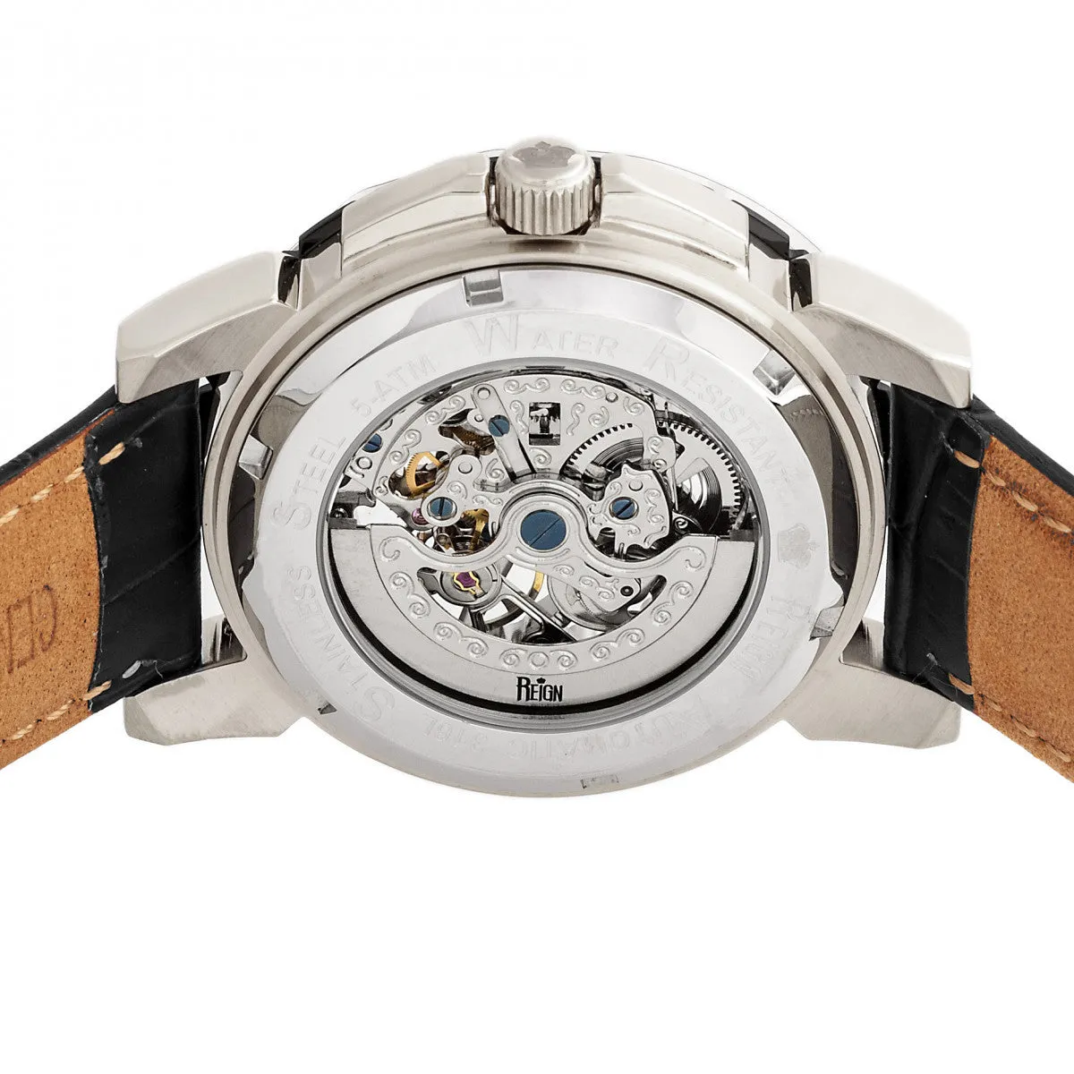 Philippe Automatic Skeleton Leather-Band Watch