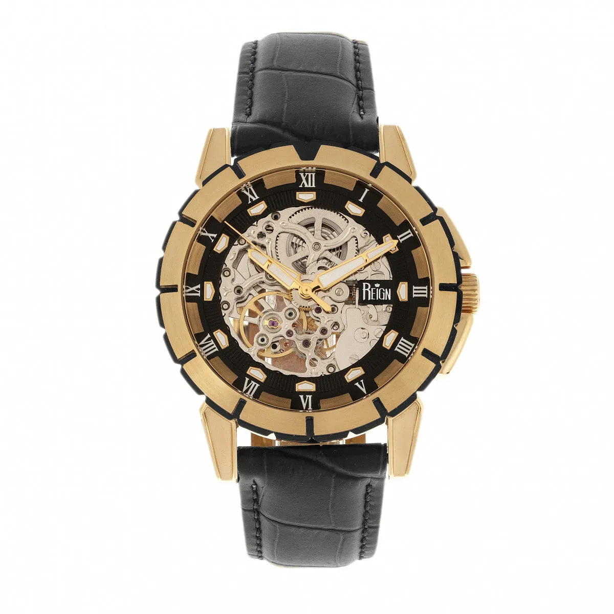 Philippe Automatic Skeleton Leather-Band Watch