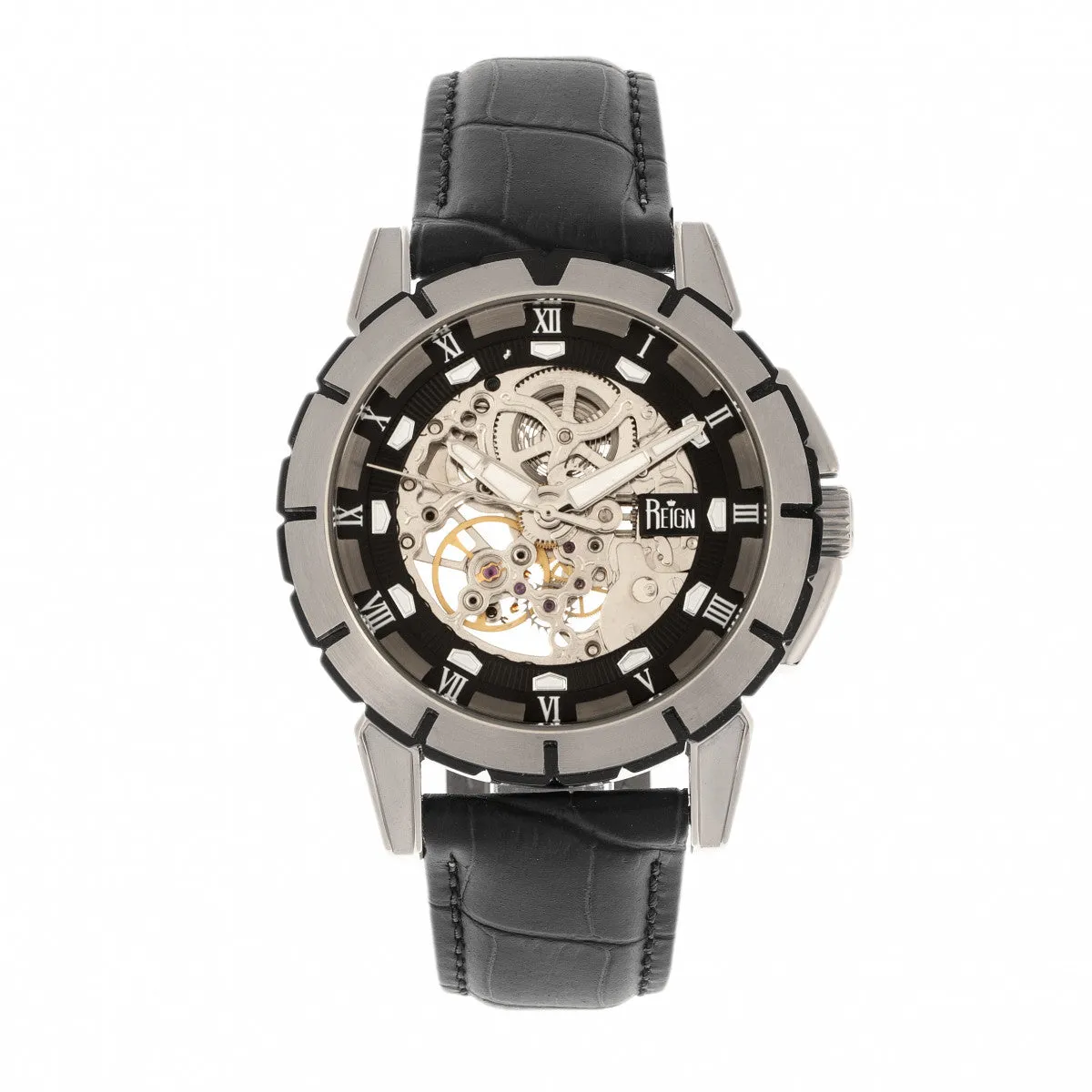 Philippe Automatic Skeleton Leather-Band Watch