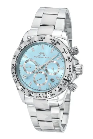 Preston Stainless Steel Silver Tone & Ice Blue Men's Watch 1036APRS
