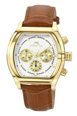 Roman Genuine Leather Rose Tone & Brown Men's Watch 1292DROL