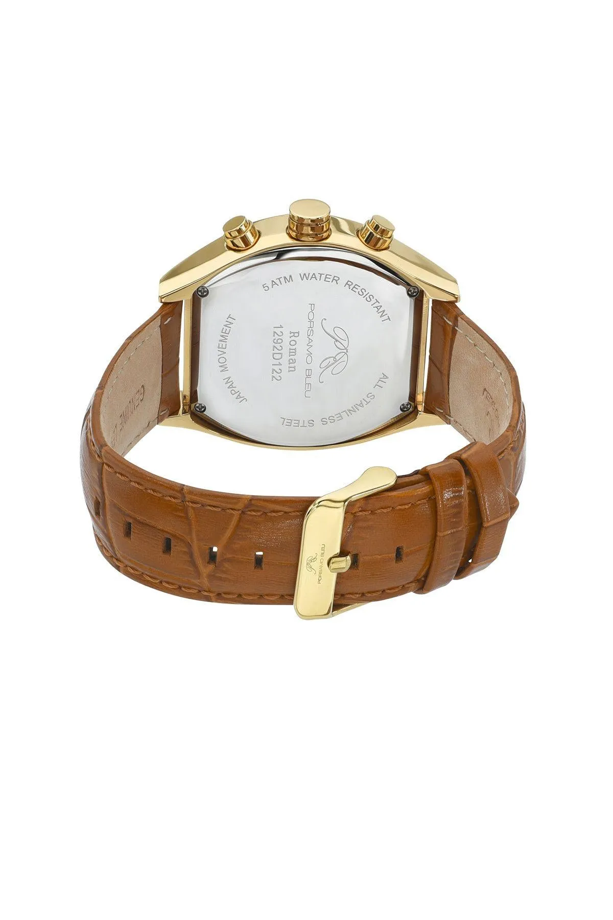 Roman Genuine Leather Rose Tone & Brown Men's Watch 1292DROL