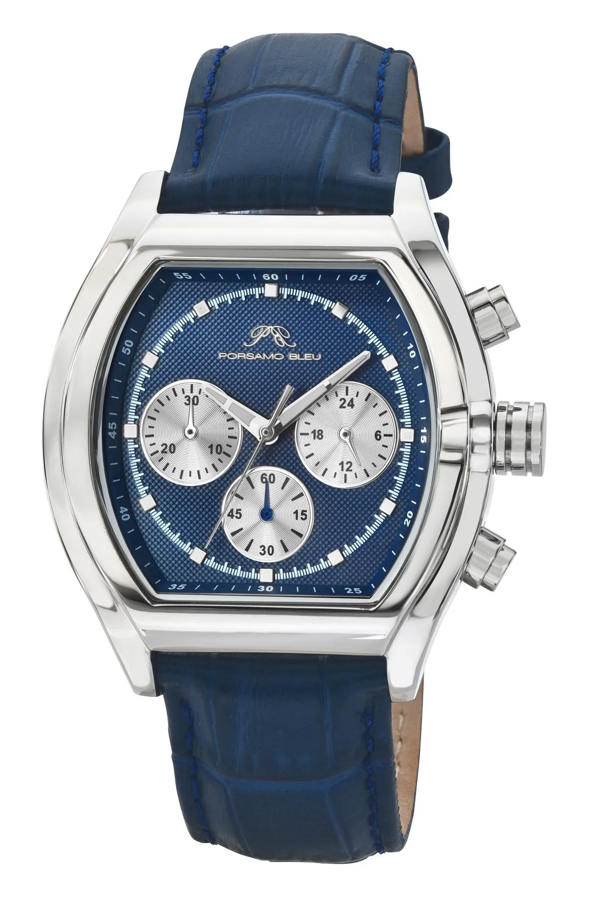 Roman Genuine Leather Silver Tone & Blue Men's Watch 1292EROL