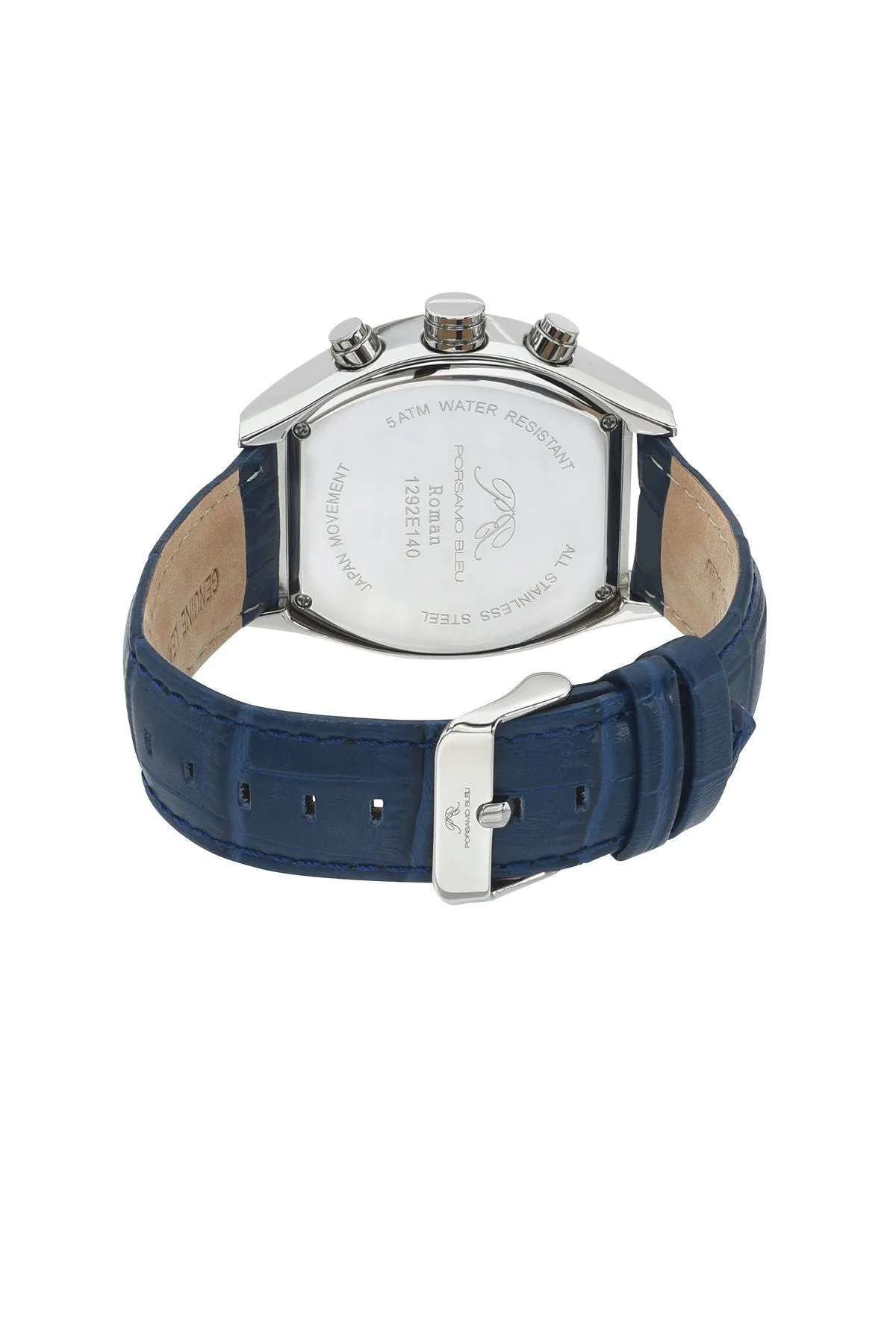 Roman Genuine Leather Silver Tone & Blue Men's Watch 1292EROL