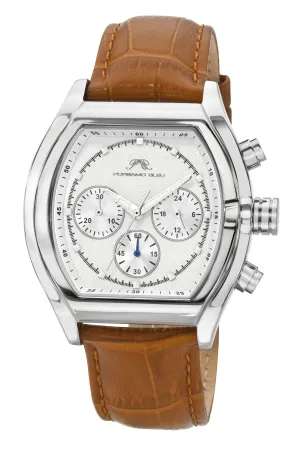 Roman Genuine Leather Silver Tone & Brown Men's Watch 1292CROL