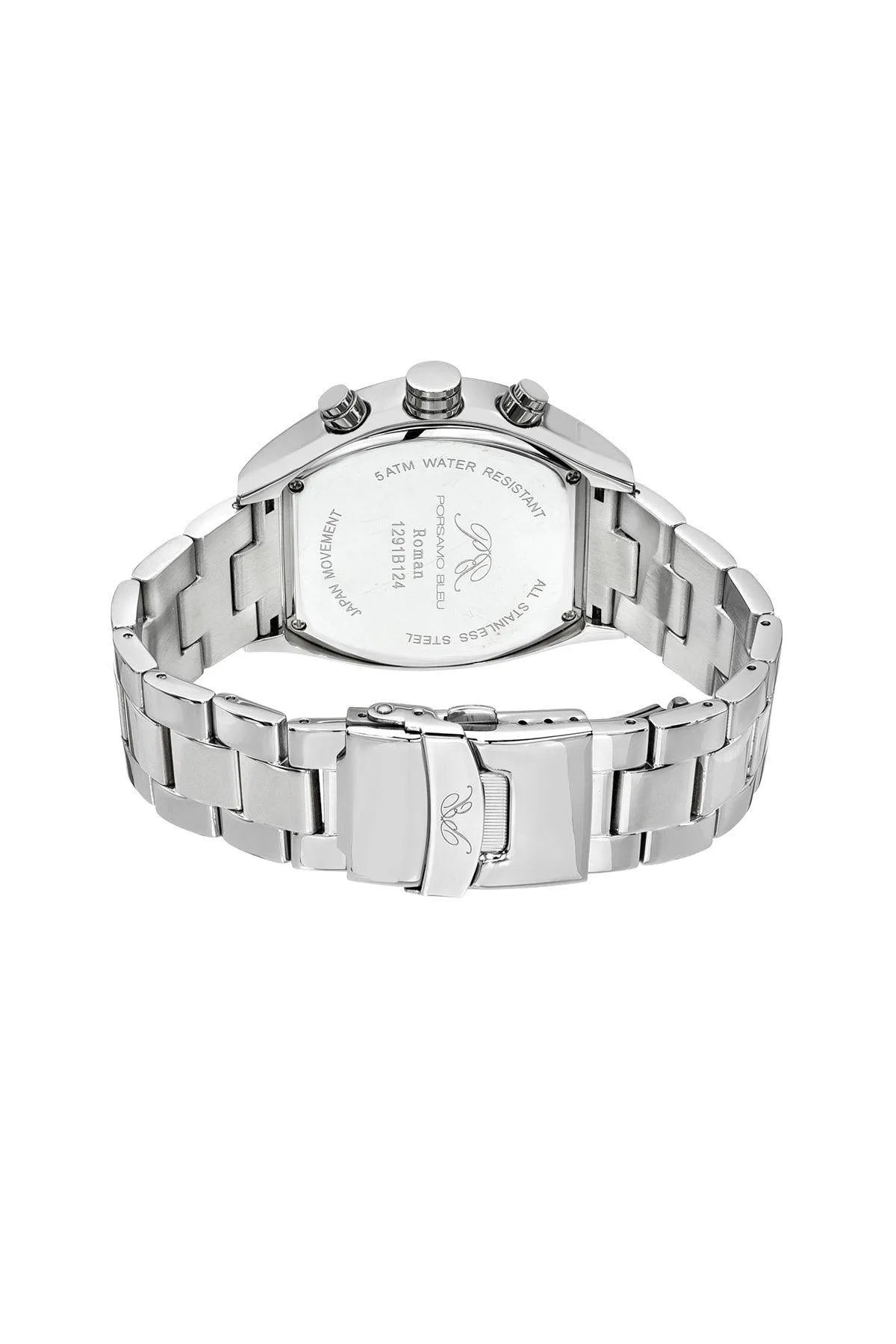 Roman Stainless Steel Silver Tone & White Men's Watch 1291BROS