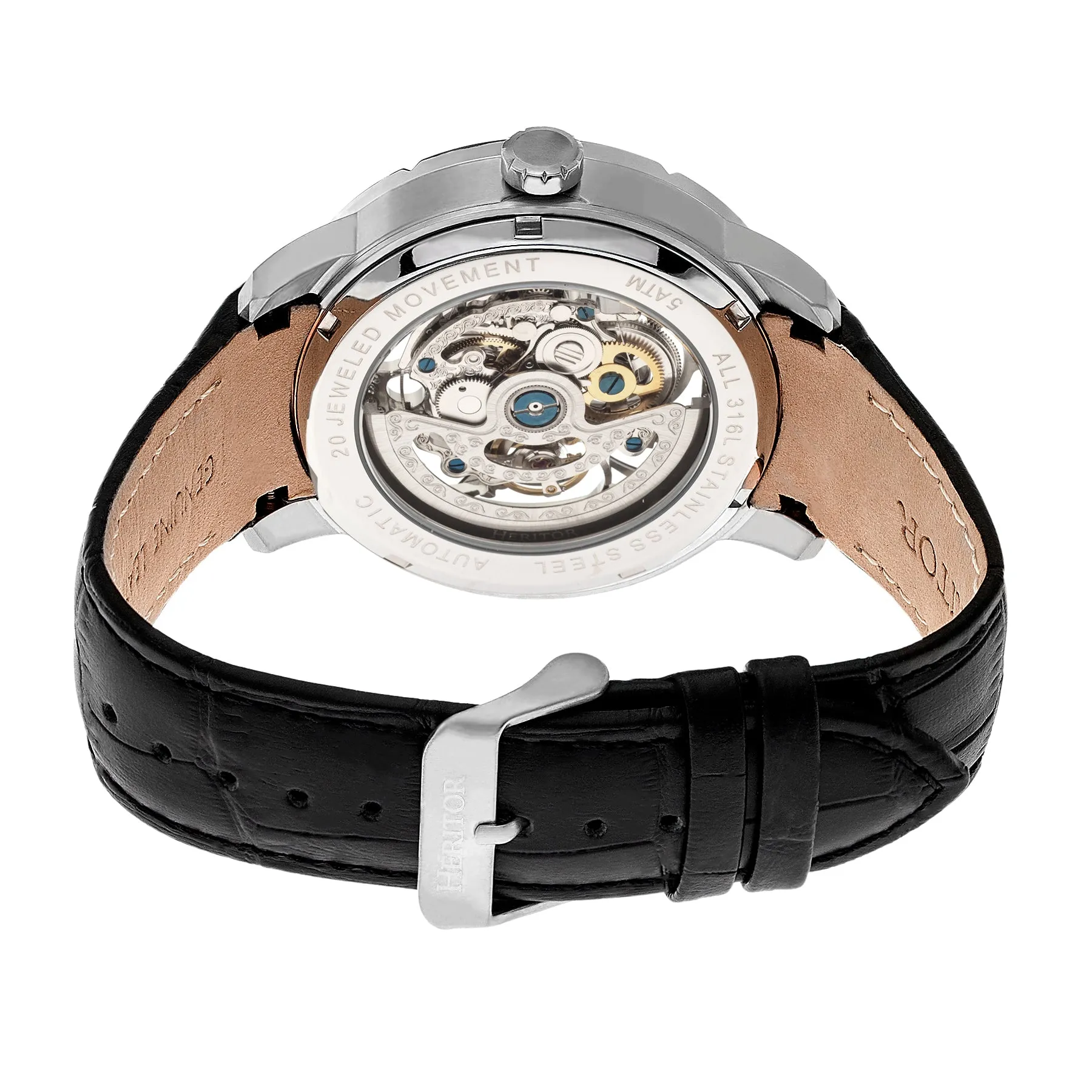 Ryder Skeleton Leather-Band Watch