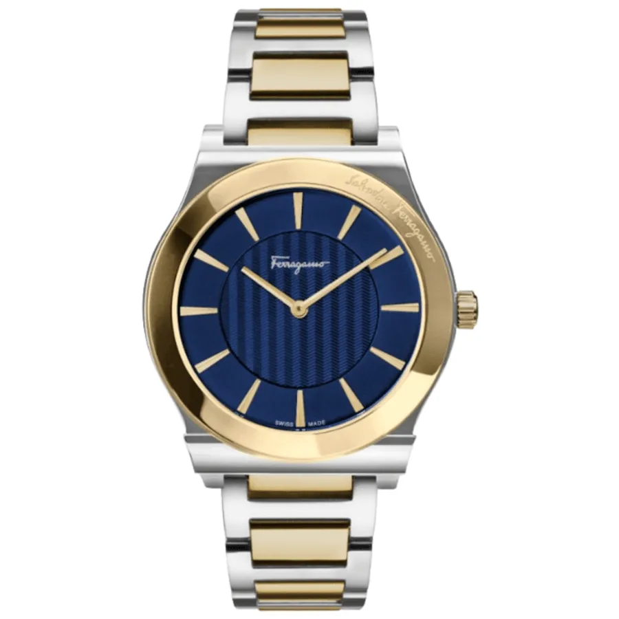 Salvatore Ferragamo 1898 Slim Blue Dial Two Tone Steel Men's Watch SFPE00419