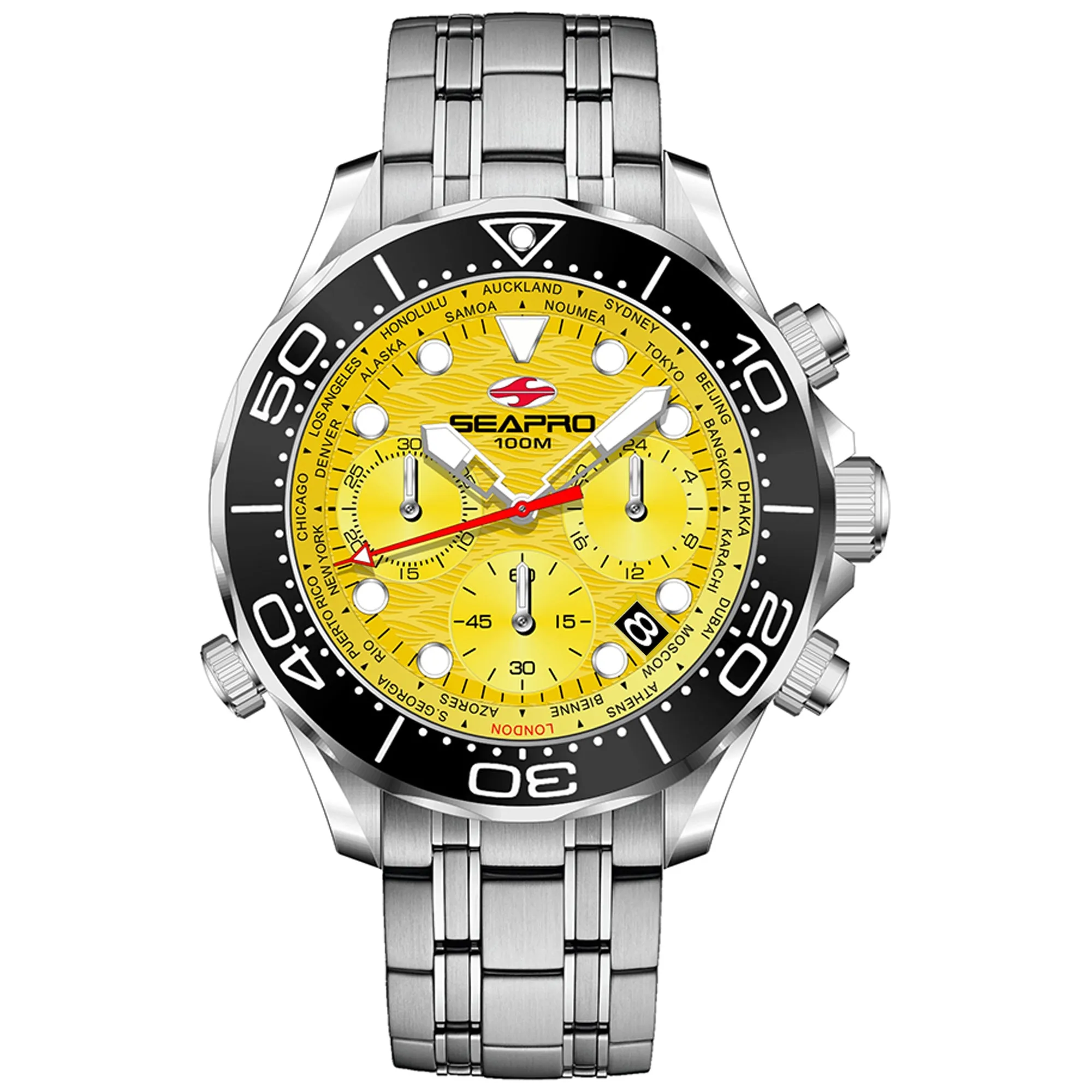 Seapro Men's Mondial Timer Yellow Dial Watch