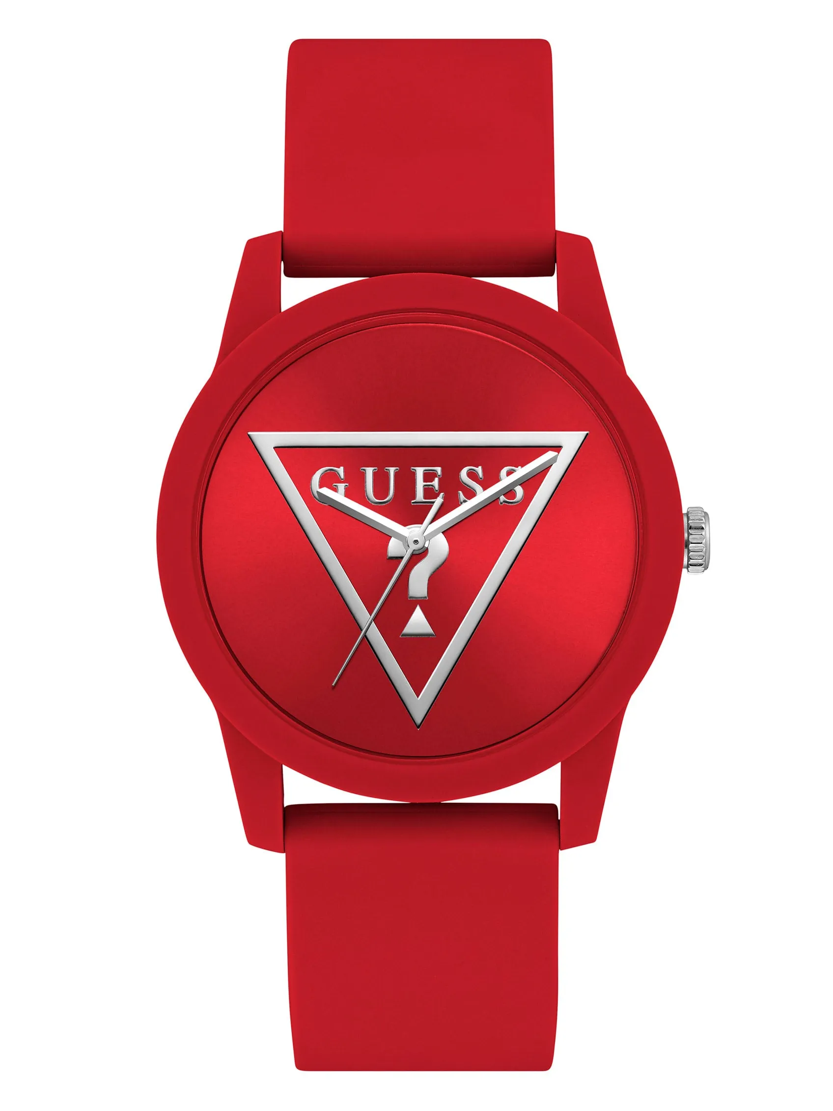 Silver-Tone and Red Silicone Analog Watch