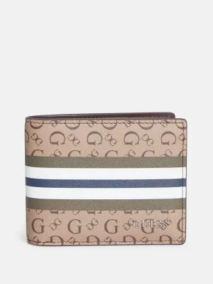 Slim Logo Striped Bifold Wallet