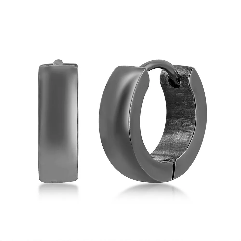 Stainless Steel 13mm Polished Huggie Hoop Earrings - Gold Plated