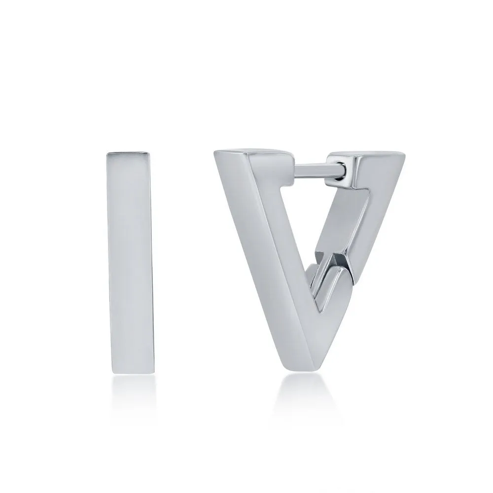 Stainless Steel 13mm Polished Triangle Earrings - Black Plated