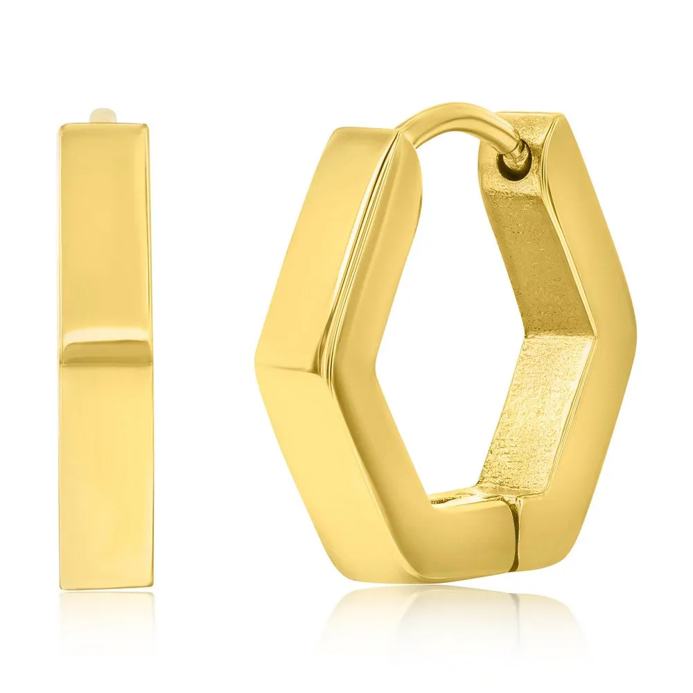 Stainless Steel Hexagon Hoop Earrings